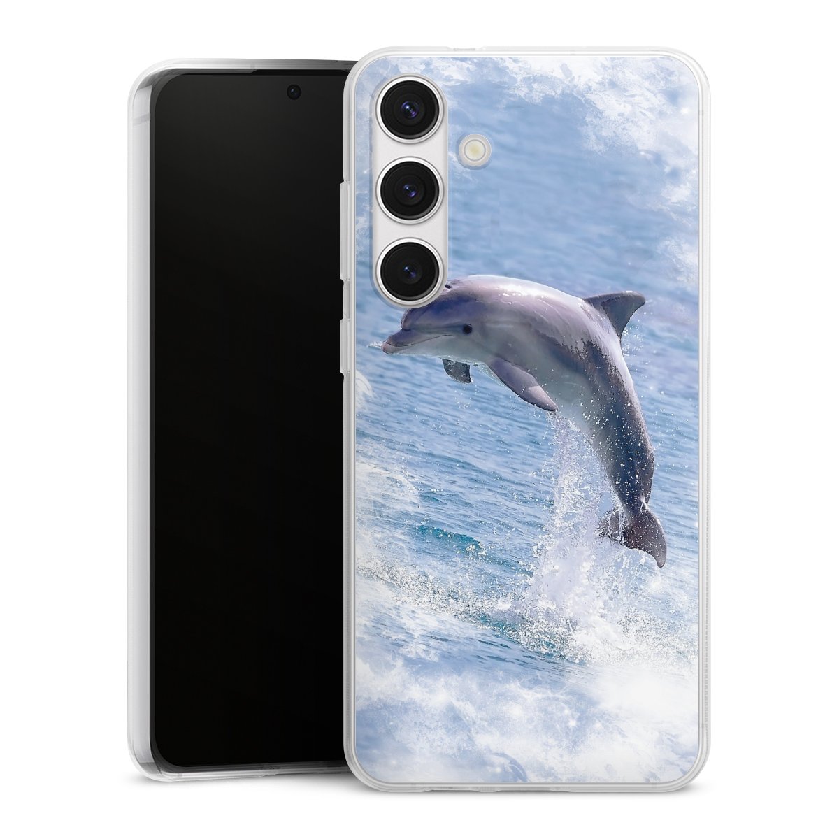 Galaxy S24+ Handy Silikon Hülle Case transparent Handyhülle Dolphin Ocean Wale Silikon Case