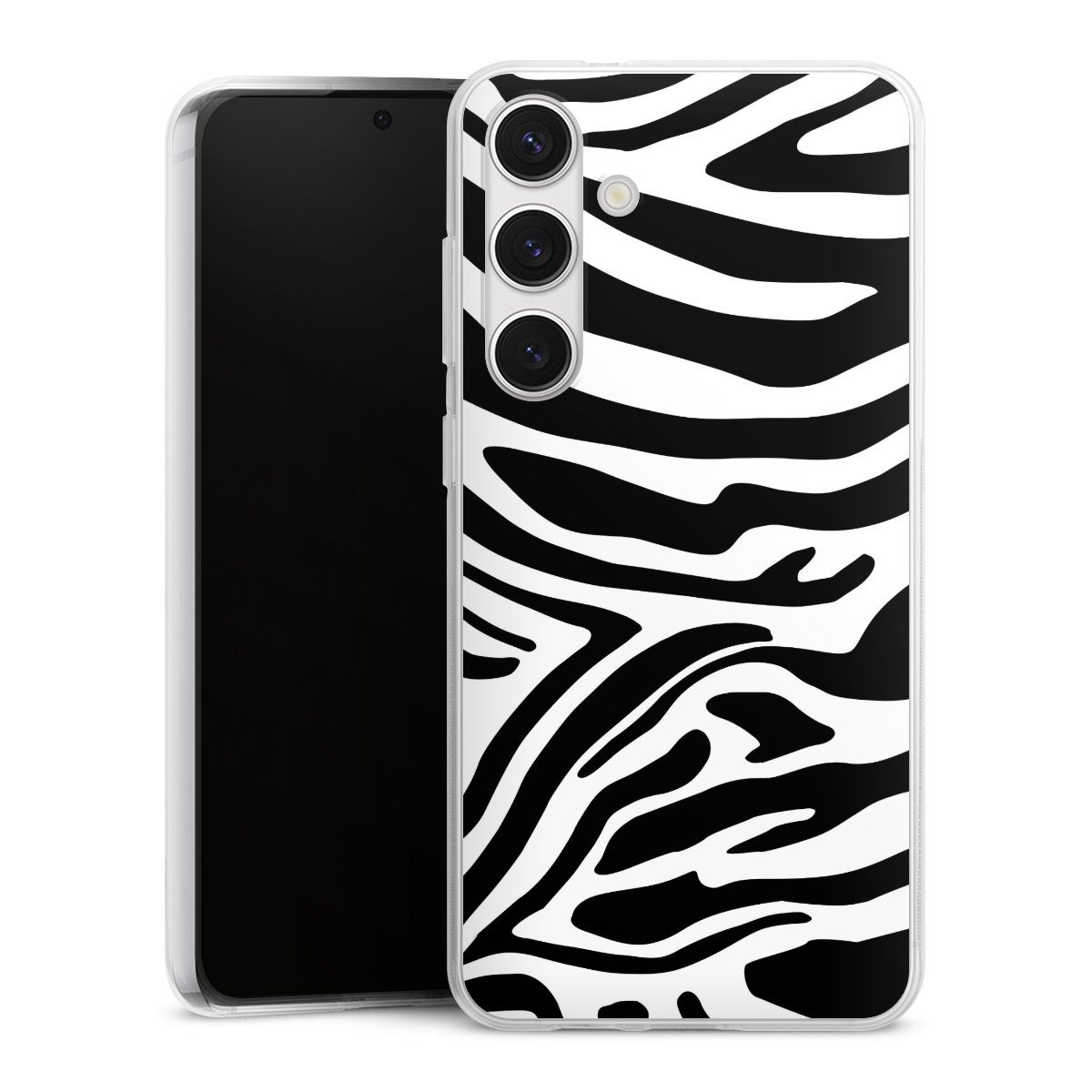 Galaxy S24+ Handy Silikon Hülle Case transparent Handyhülle Zebra Animal Look Animal Print Silikon Case