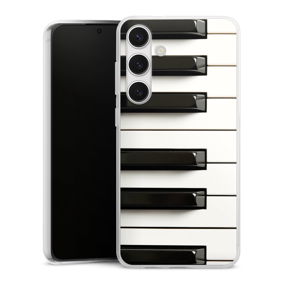 Galaxy S24+ Handy Silikon Hülle Case transparent Handyhülle Klavier Piano Music Silikon Case