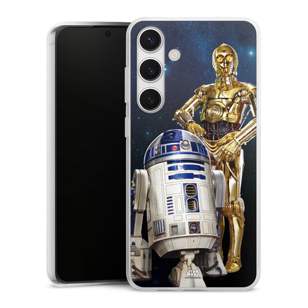 Galaxy S24+ Handy Silikon Hülle Case transparent Handyhülle Weltall Star Wars R2d2 Silikon Case