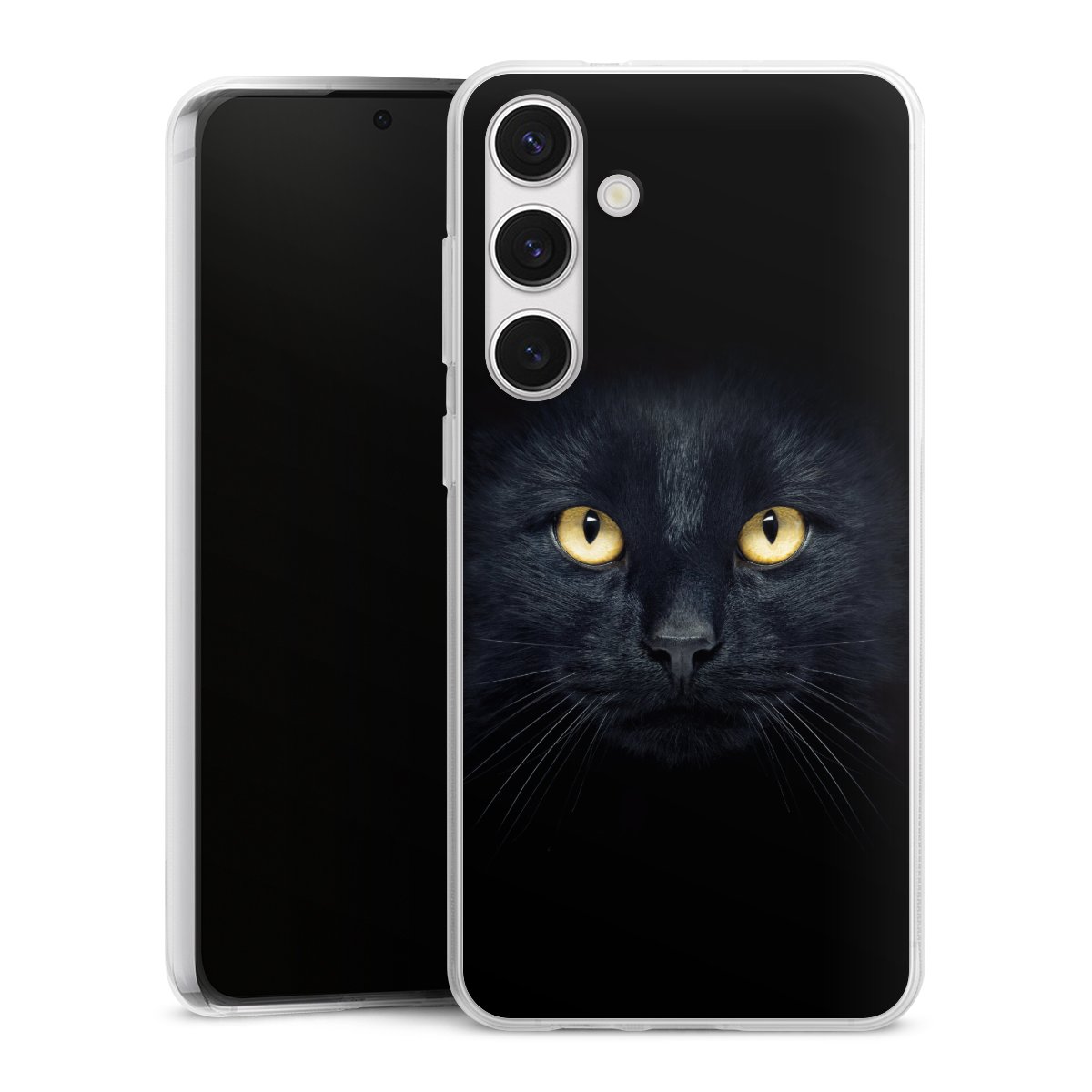 Galaxy S24+ Handy Silikon Hülle Case transparent Handyhülle Eye Cat Black Silikon Case