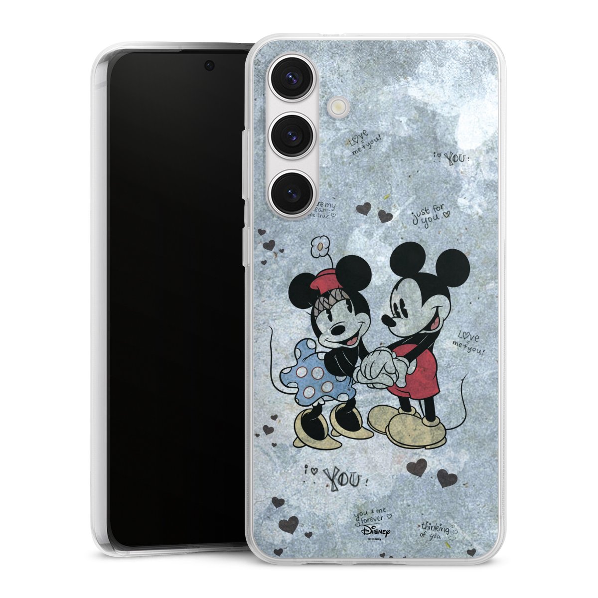 Galaxy S24+ Handy Silikon Hülle Case transparent Handyhülle Mickey & Minnie Mouse Vintage Disney Silikon Case