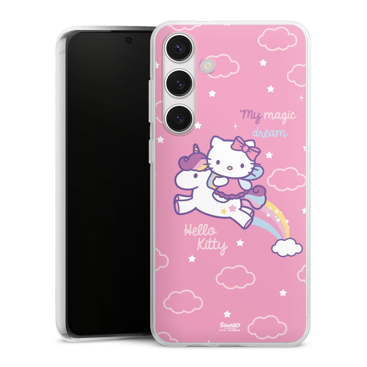 Galaxy S24+ Handy Silikon Hülle Case transparent Handyhülle Einhorn Official Licensed Product Hello Kitty Silikon Case