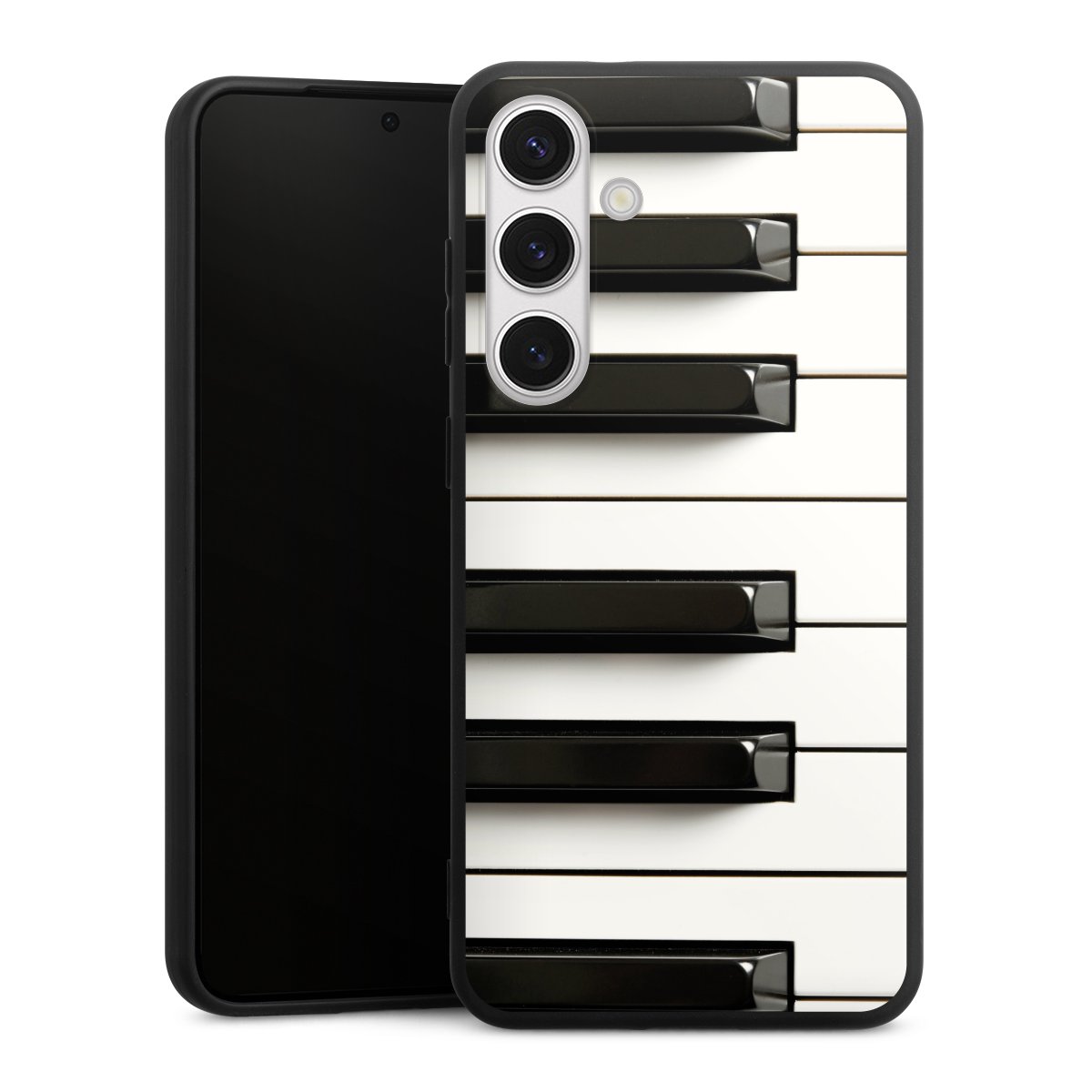 Galaxy S24+ Handy Premium Silikon Hülle Handyhülle schwarz Case Klavier Piano Music Silikon Premium Case