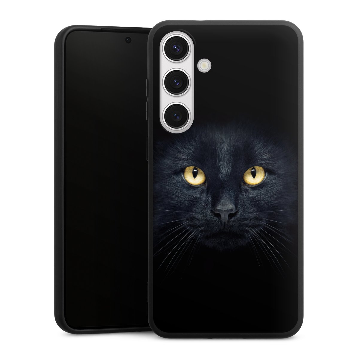 Galaxy S24+ Handy Premium Silikon Hülle Handyhülle schwarz Case Eye Cat Black Silikon Premium Case