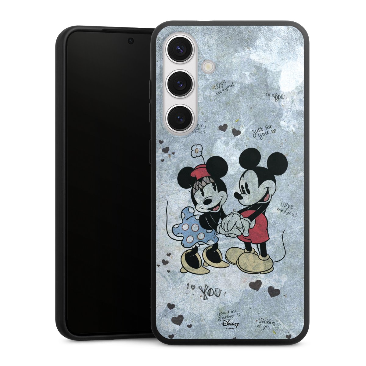 Galaxy S24+ Handy Premium Silikon Hülle Handyhülle schwarz Case Mickey & Minnie Mouse Vintage Disney Silikon Premium Case