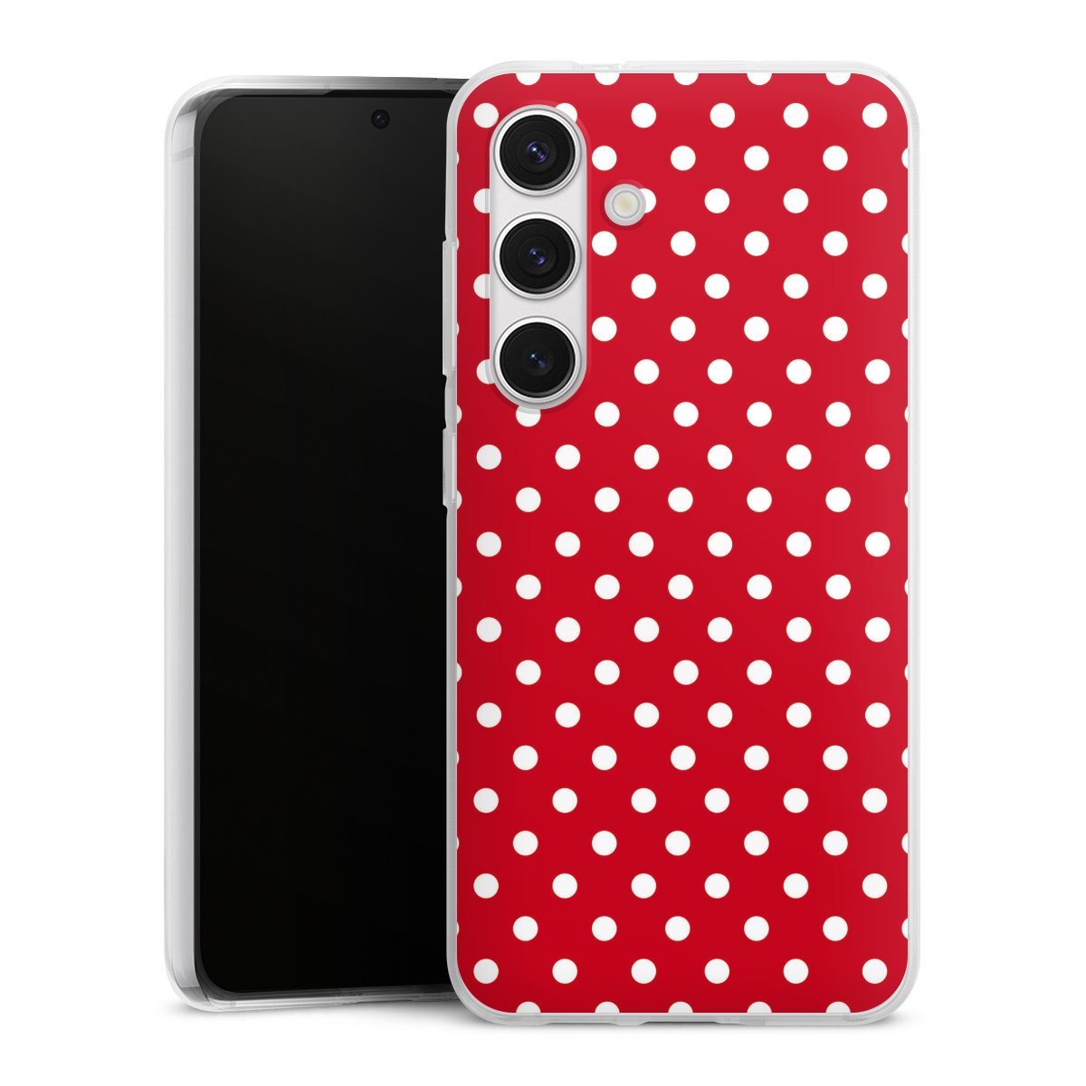 Galaxy S24 Handy Silikon Hülle Case transparent Handyhülle Points Polka Dots Retro Silikon Case