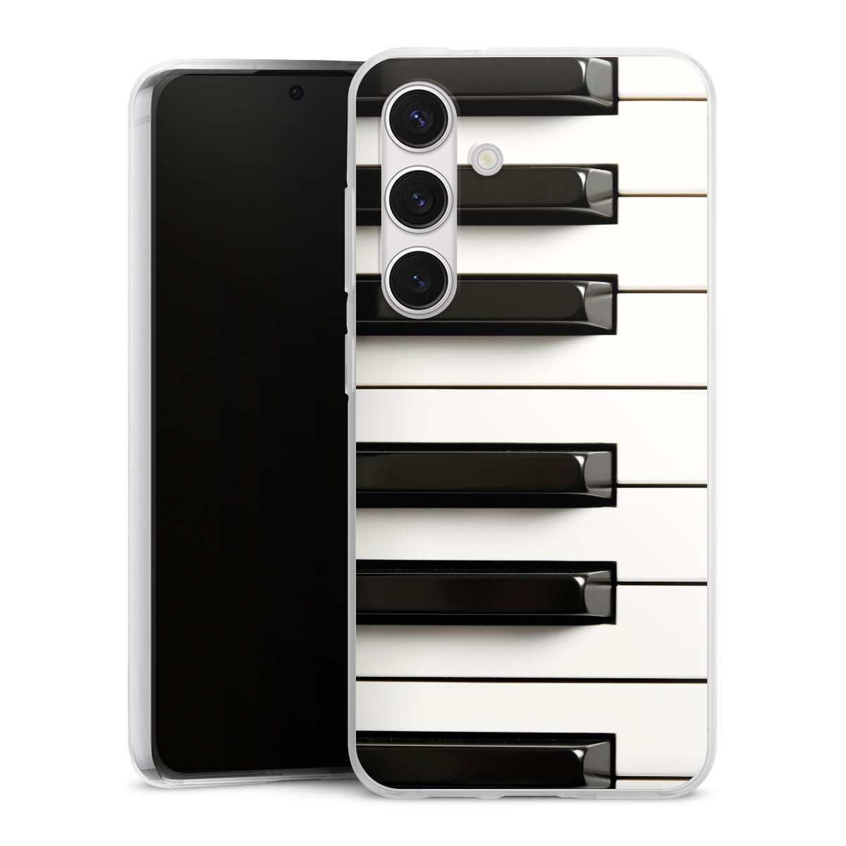 Galaxy S24 Handy Silikon Hülle Case transparent Handyhülle Klavier Piano Music Silikon Case