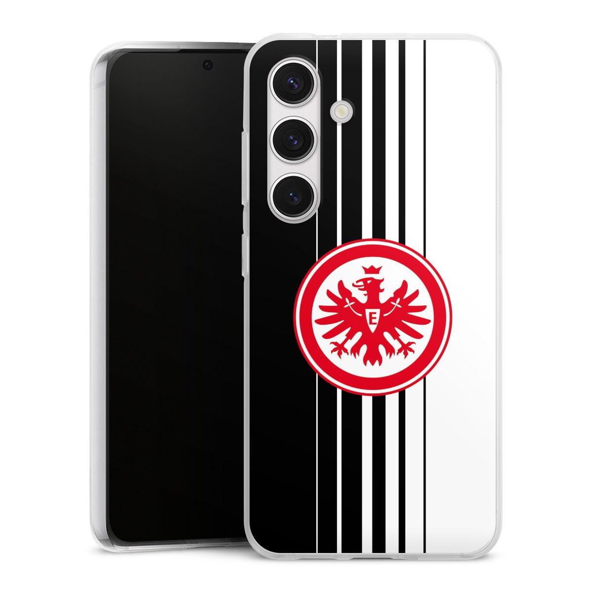 Galaxy S24 Handy Silikon Hülle Case transparent Handyhülle Stripes Eintracht Frankfurt Official Licensed Product Silikon Case