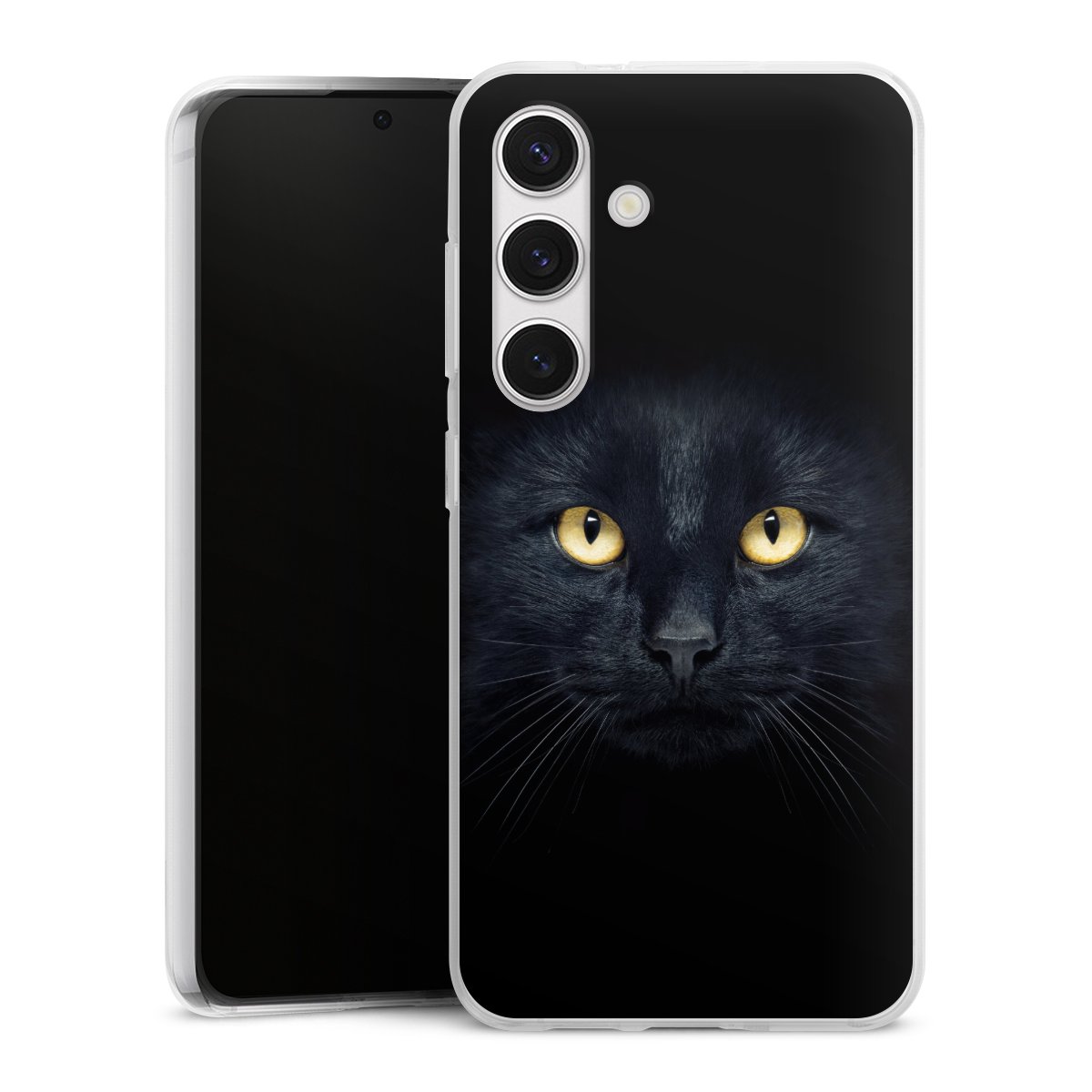 Galaxy S24 Handy Silikon Hülle Case transparent Handyhülle Eye Cat Black Silikon Case