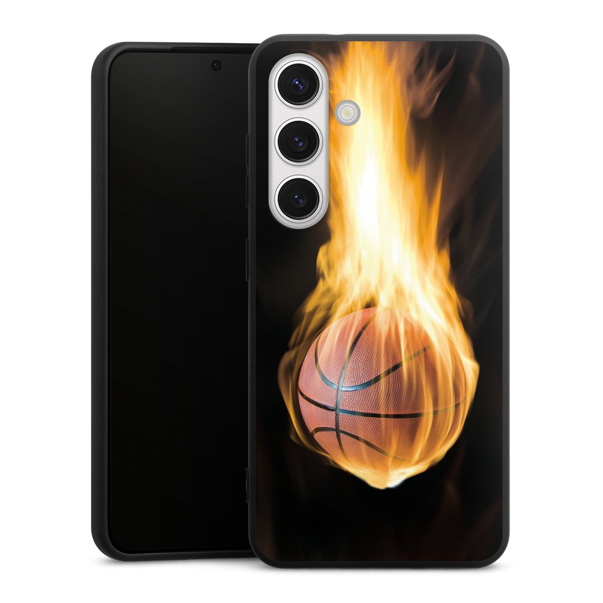 Galaxy S24 Handy Premium Silikon Hülle Handyhülle schwarz Case Basketball Sports Fire Silikon Premium Case