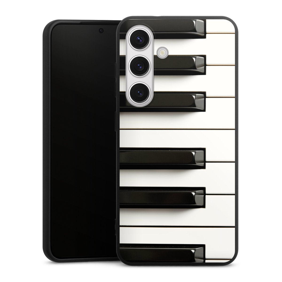 Galaxy S24 Handy Premium Silikon Hülle Handyhülle schwarz Case Klavier Piano Music Silikon Premium Case