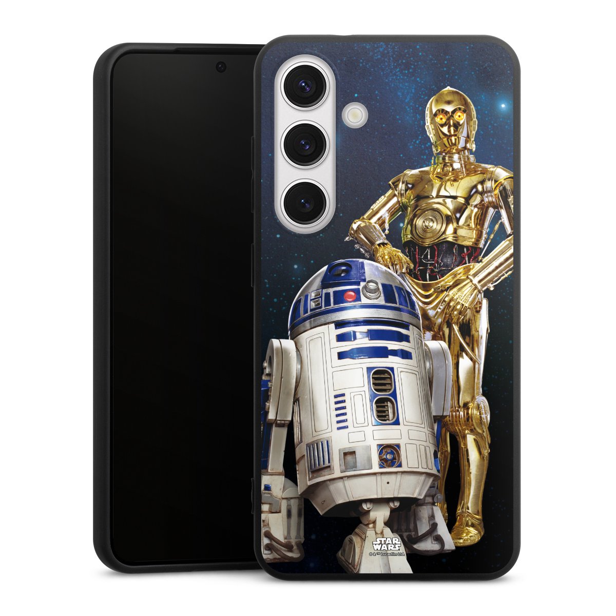 Galaxy S24 Handy Premium Silikon Hülle Handyhülle schwarz Case Weltall Star Wars R2d2 Silikon Premium Case