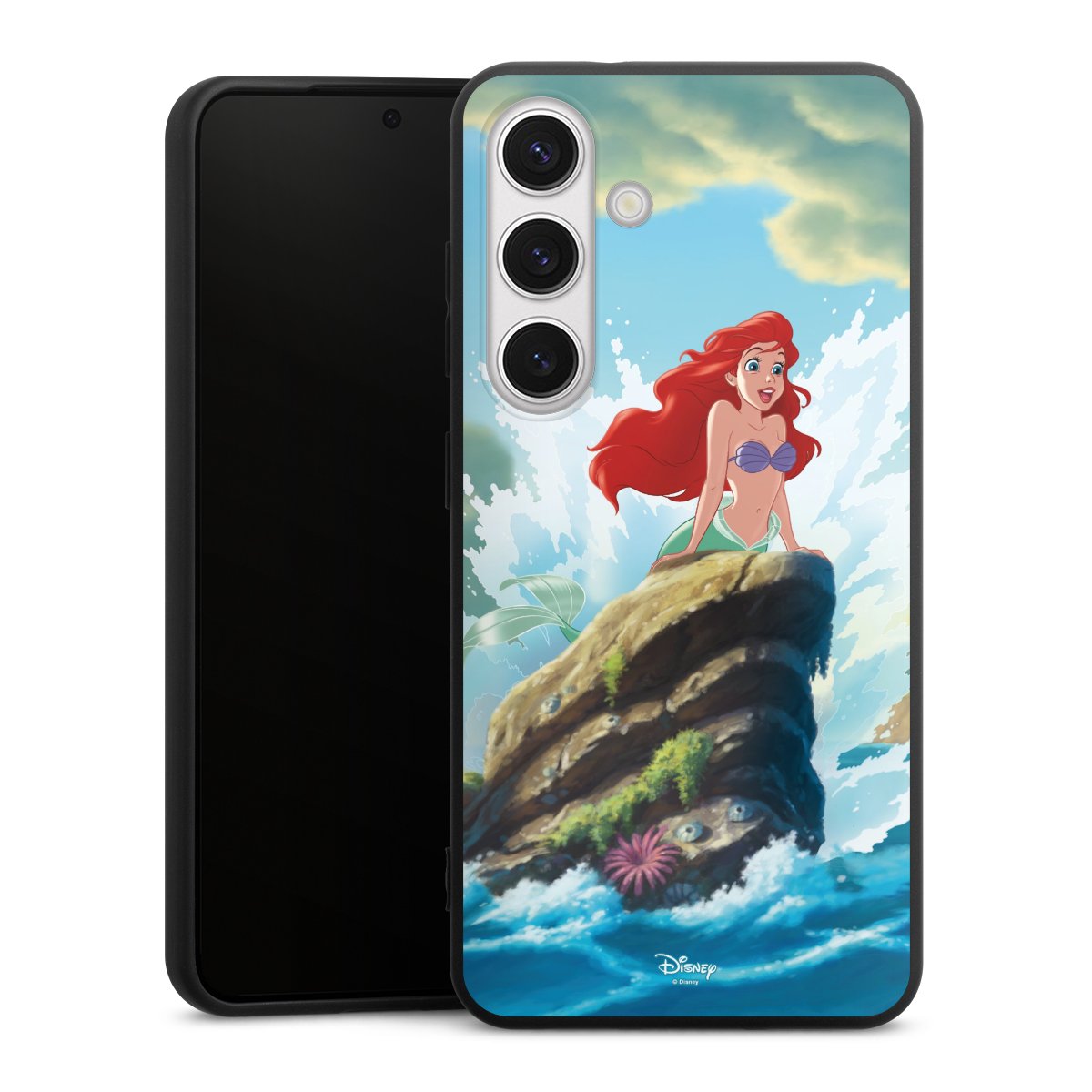 Galaxy S24 Handy Premium Silikon Hülle Handyhülle schwarz Case Mermaid Arielle Die Meerjungfrau Official Licensed Product Silikon Premium Case