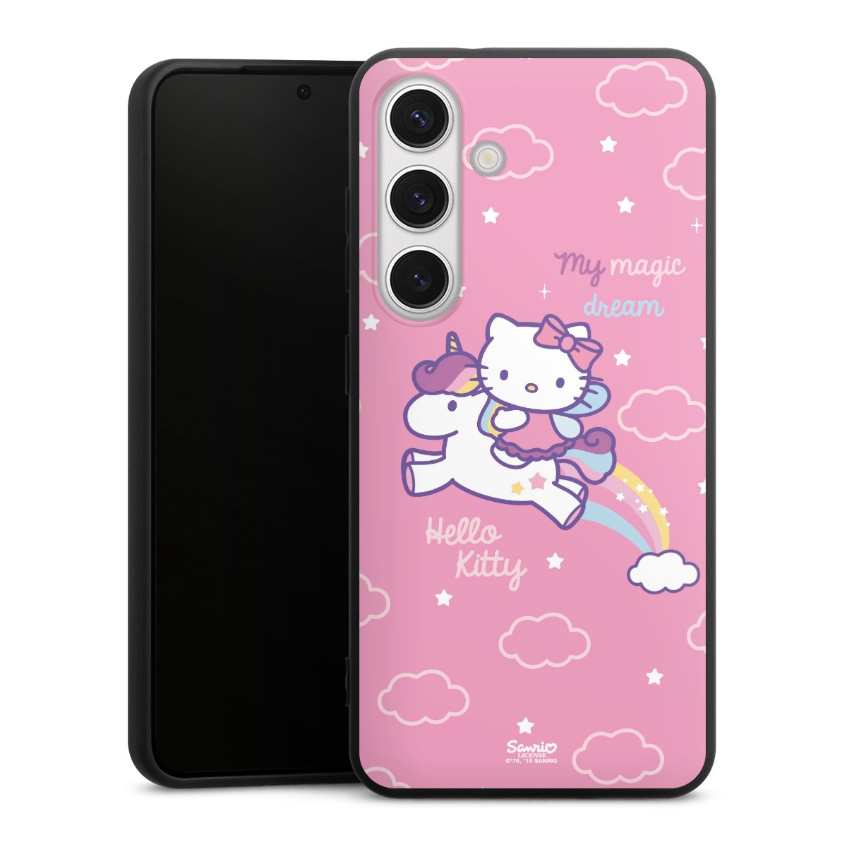 Galaxy S24 Handy Premium Silikon Hülle Handyhülle schwarz Case Einhorn Official Licensed Product Hello Kitty Silikon Premium Case