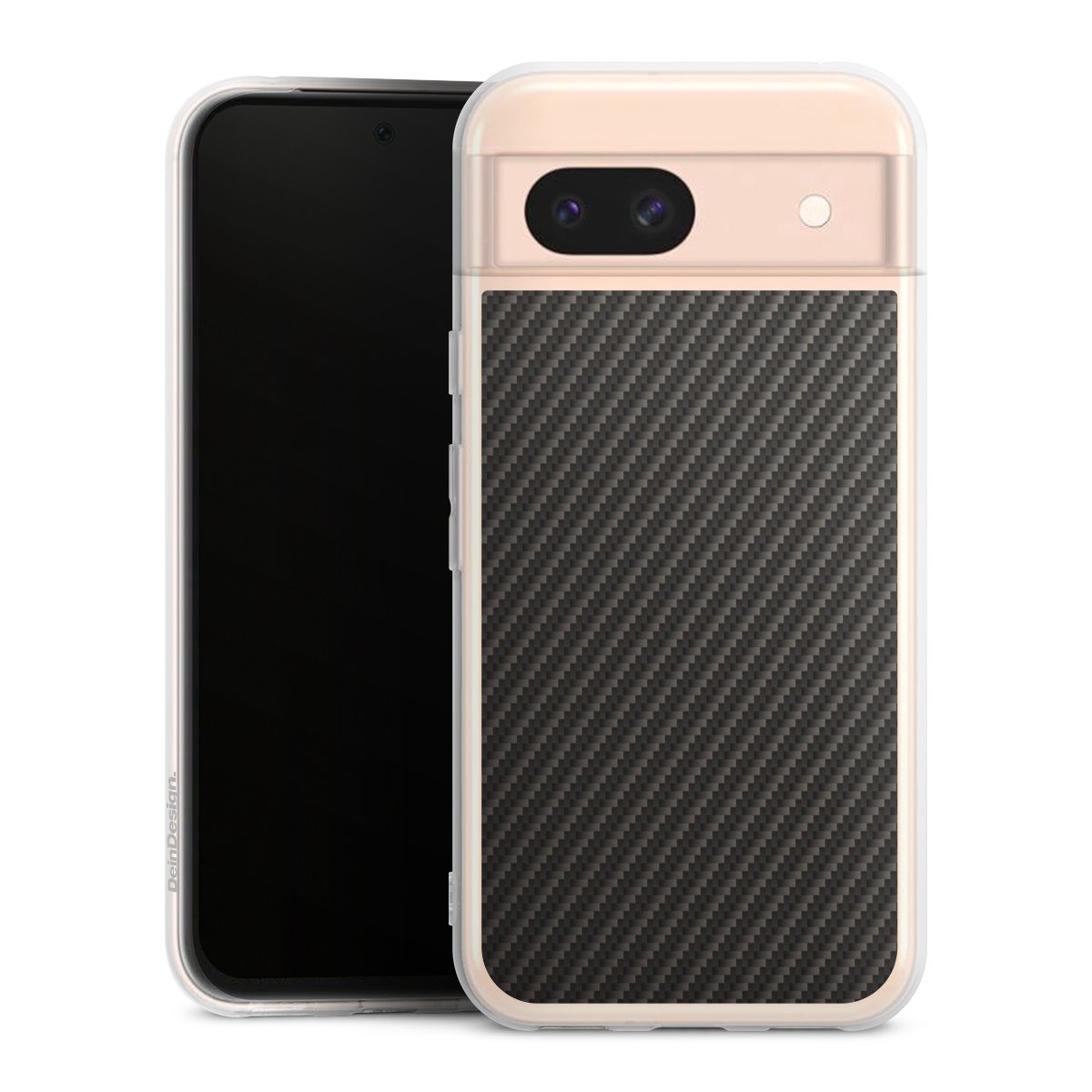 Google Pixel 8a Handy Silikon Hülle Case transparent Handyhülle Metallic Look Carbon Muster Silikon Case