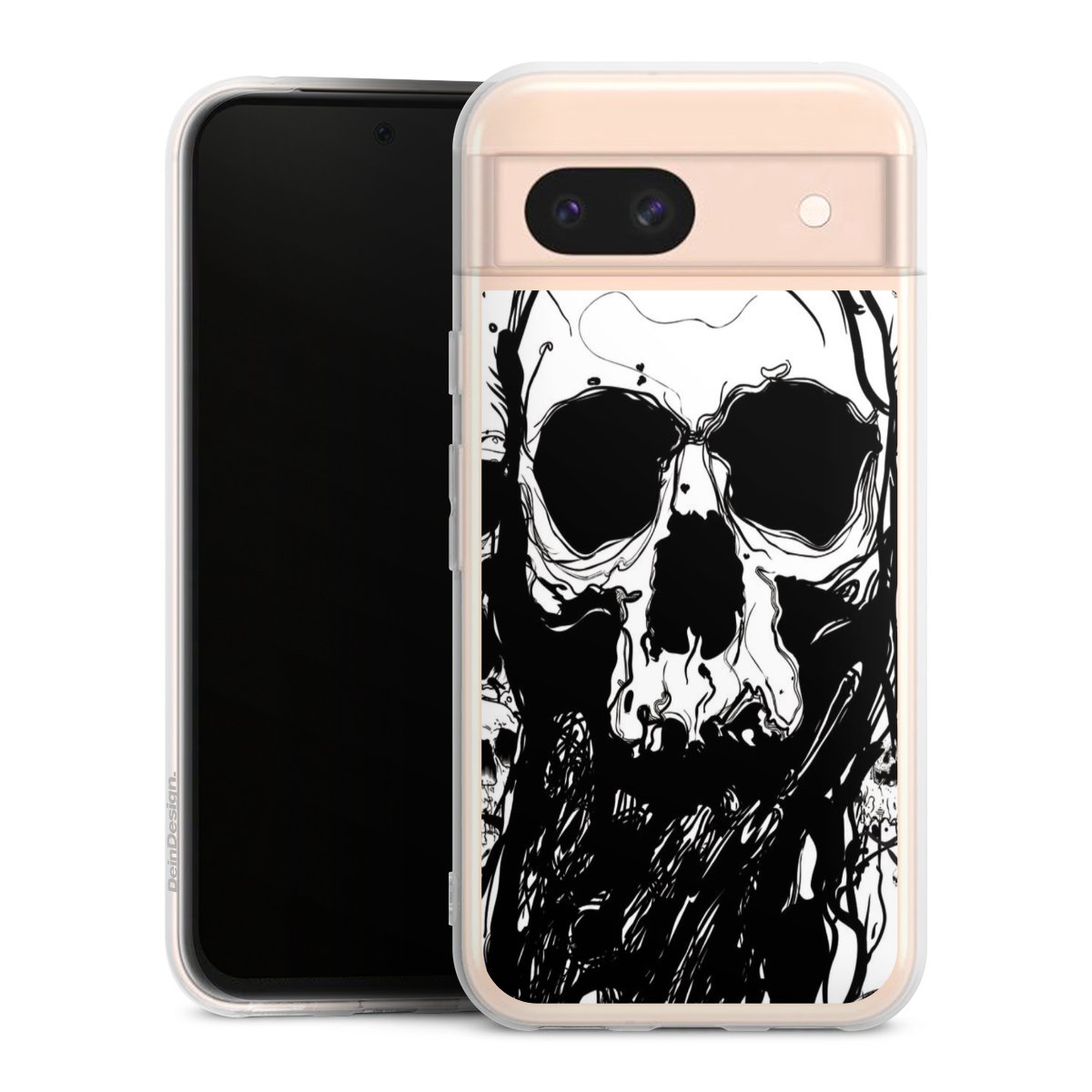 Google Pixel 8a Handy Silikon Hülle Case transparent Handyhülle Totenkopf Halloween Silikon Case