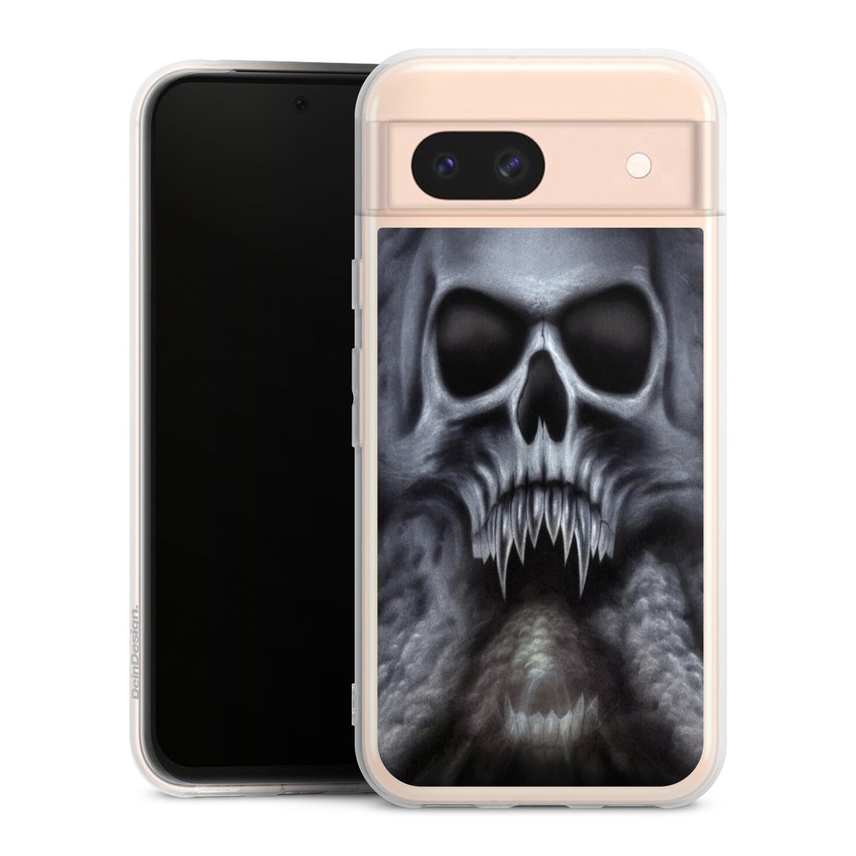 Google Pixel 8a Handy Silikon Hülle Case transparent Handyhülle Totenkopf Skull Silikon Case