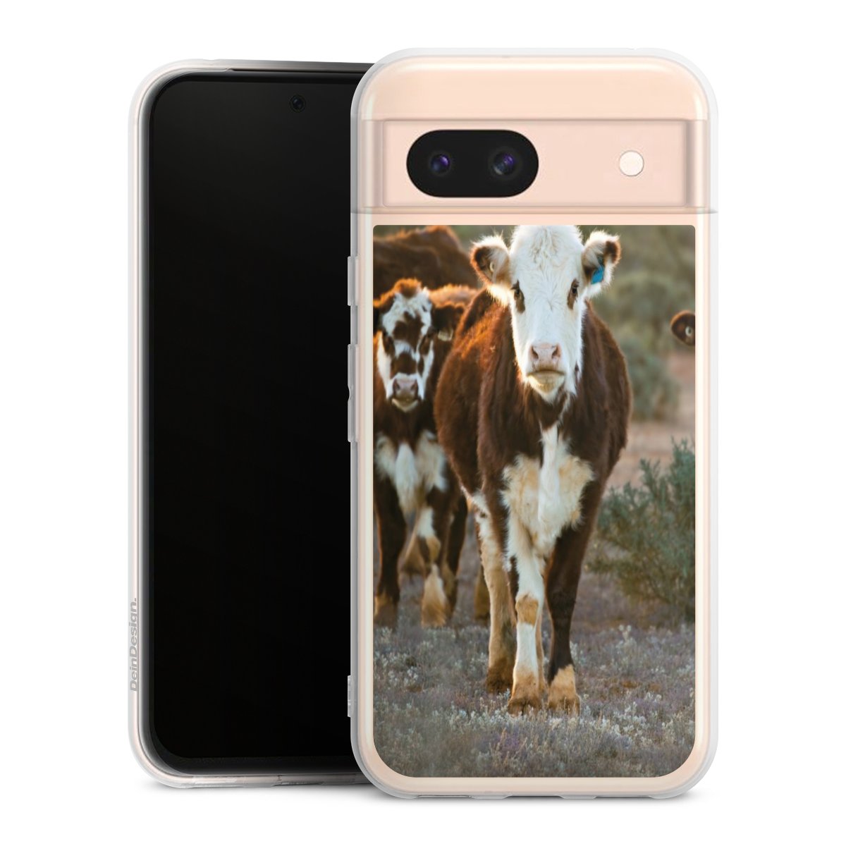 Google Pixel 8a Handy Silikon Hülle Case transparent Handyhülle Cow Farmer Calf Silikon Case