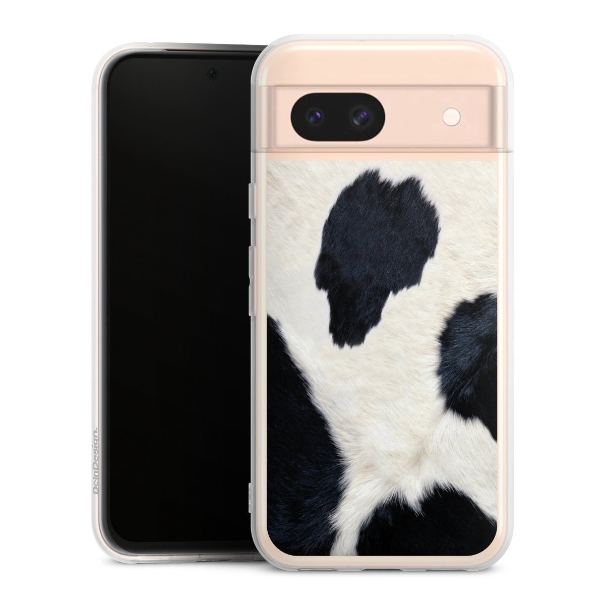 Google Pixel 8a Handy Silikon Hülle Case transparent Handyhülle Animal Look Animal Print Cow Skin Silikon Case