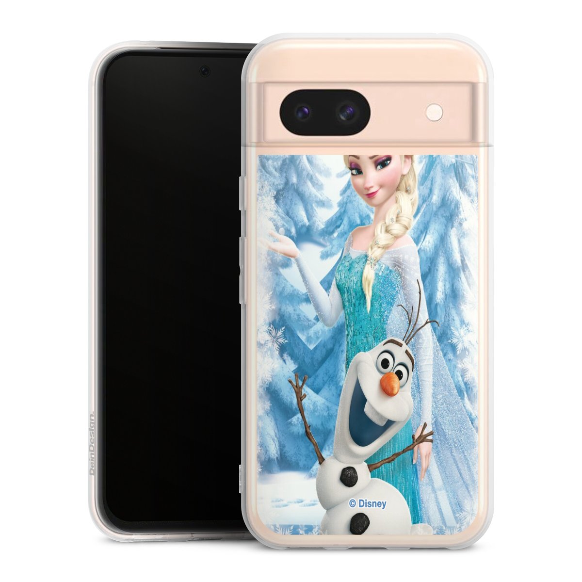 Google Pixel 8a Handy Silikon Hülle Case transparent Handyhülle Official Licensed Product Frozen Elsa Disney Silikon Case