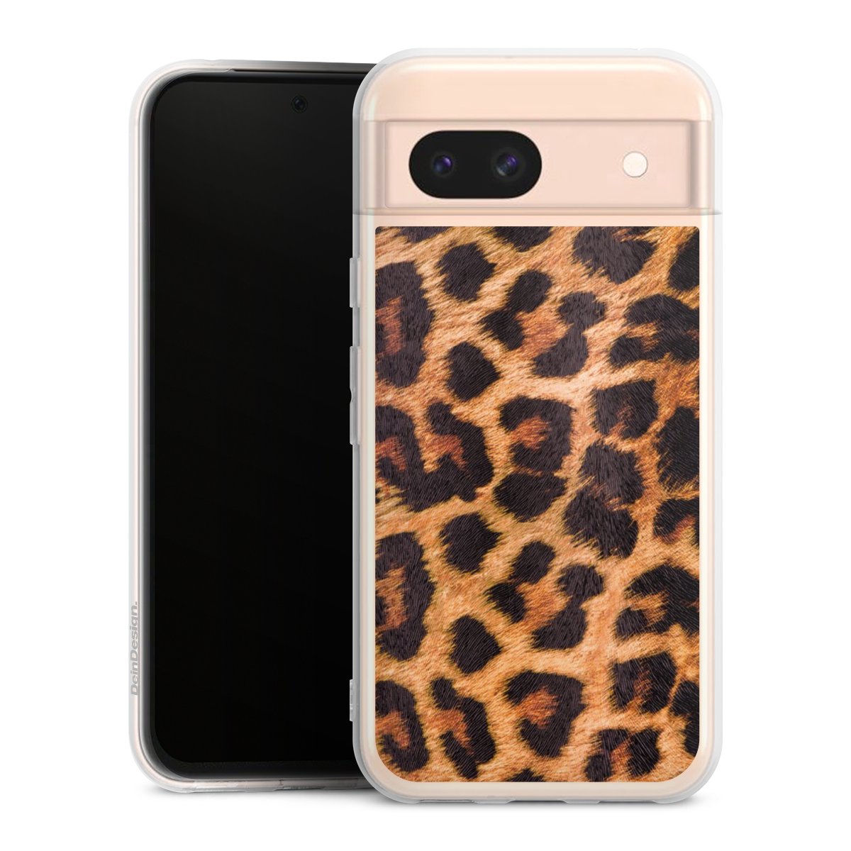 Google Pixel 8a Handy Silikon Hülle Case transparent Handyhülle Animal Print Leopard Fur Silikon Case