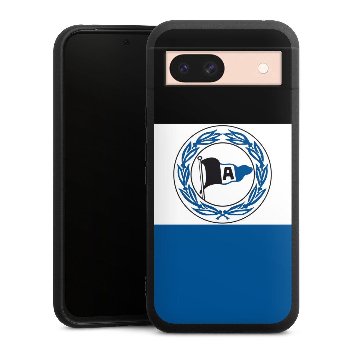 Google Pixel 8a Handy Premium Silikon Hülle Handyhülle schwarz Case Arminen Official Licensed Product Arminia Bielefeld Silikon Premium Case