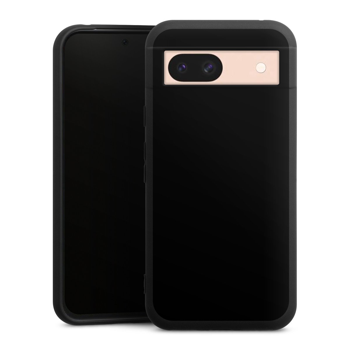 Google Pixel 8a Handy Premium Silikon Hülle Handyhülle schwarz Case Black Colour Unicoloured Silikon Premium Case