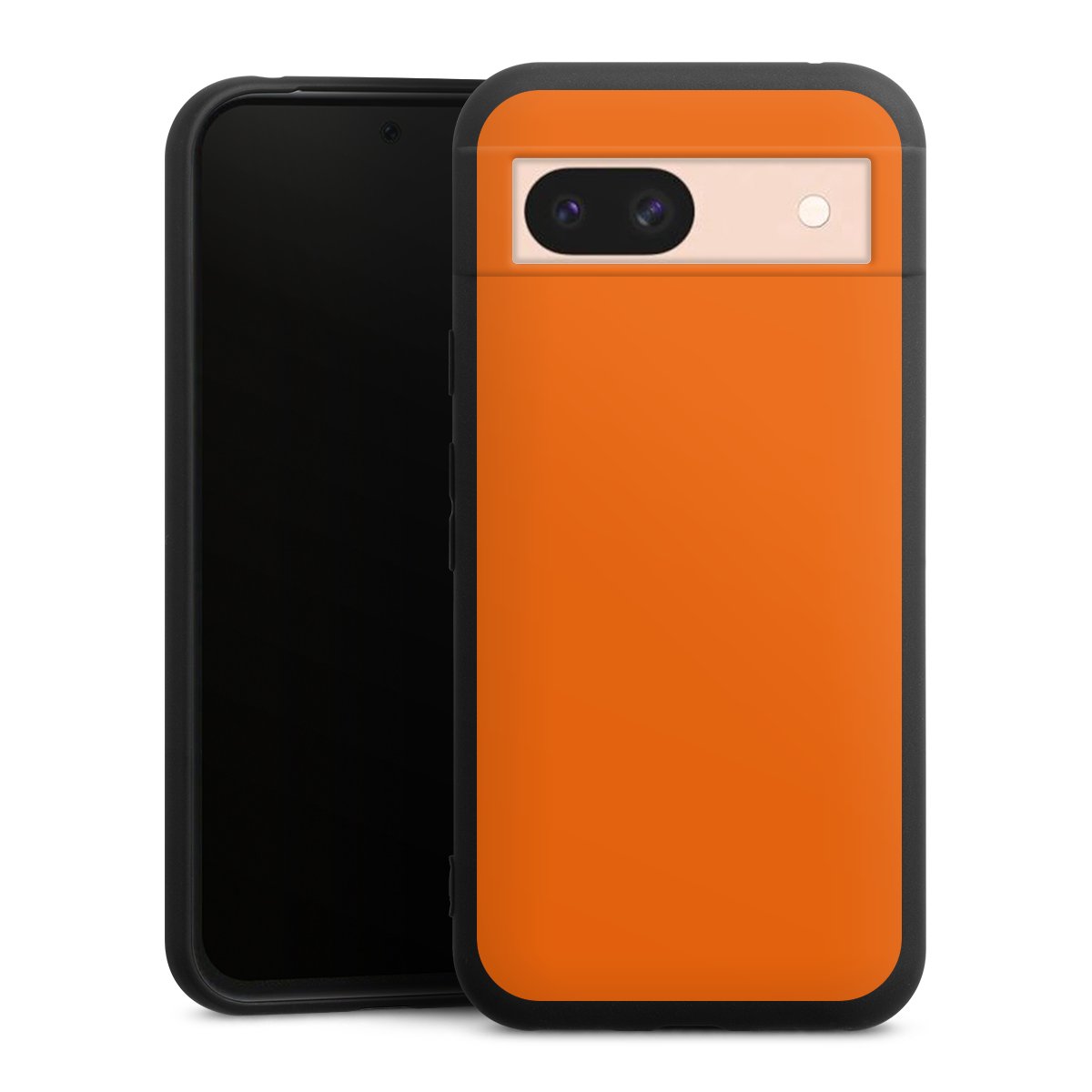 Google Pixel 8a Handy Premium Silikon Hülle Handyhülle schwarz Case Orange Colour Unicoloured Silikon Premium Case