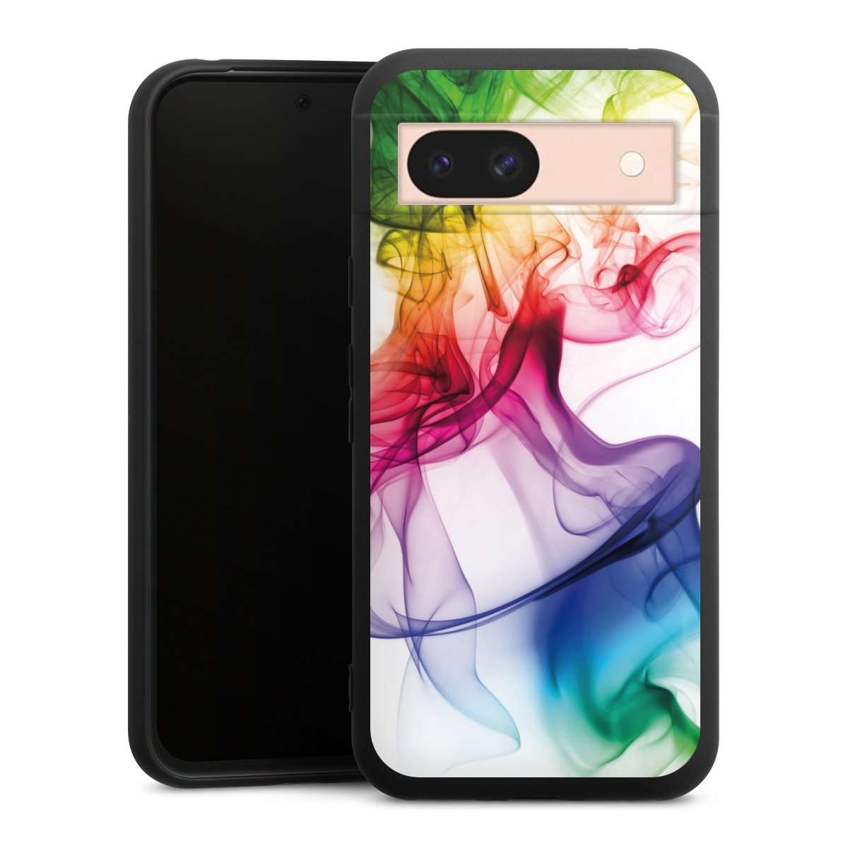 Google Pixel 8a Handy Premium Silikon Hülle Handyhülle schwarz Case Water Colour Rainbow Silikon Premium Case