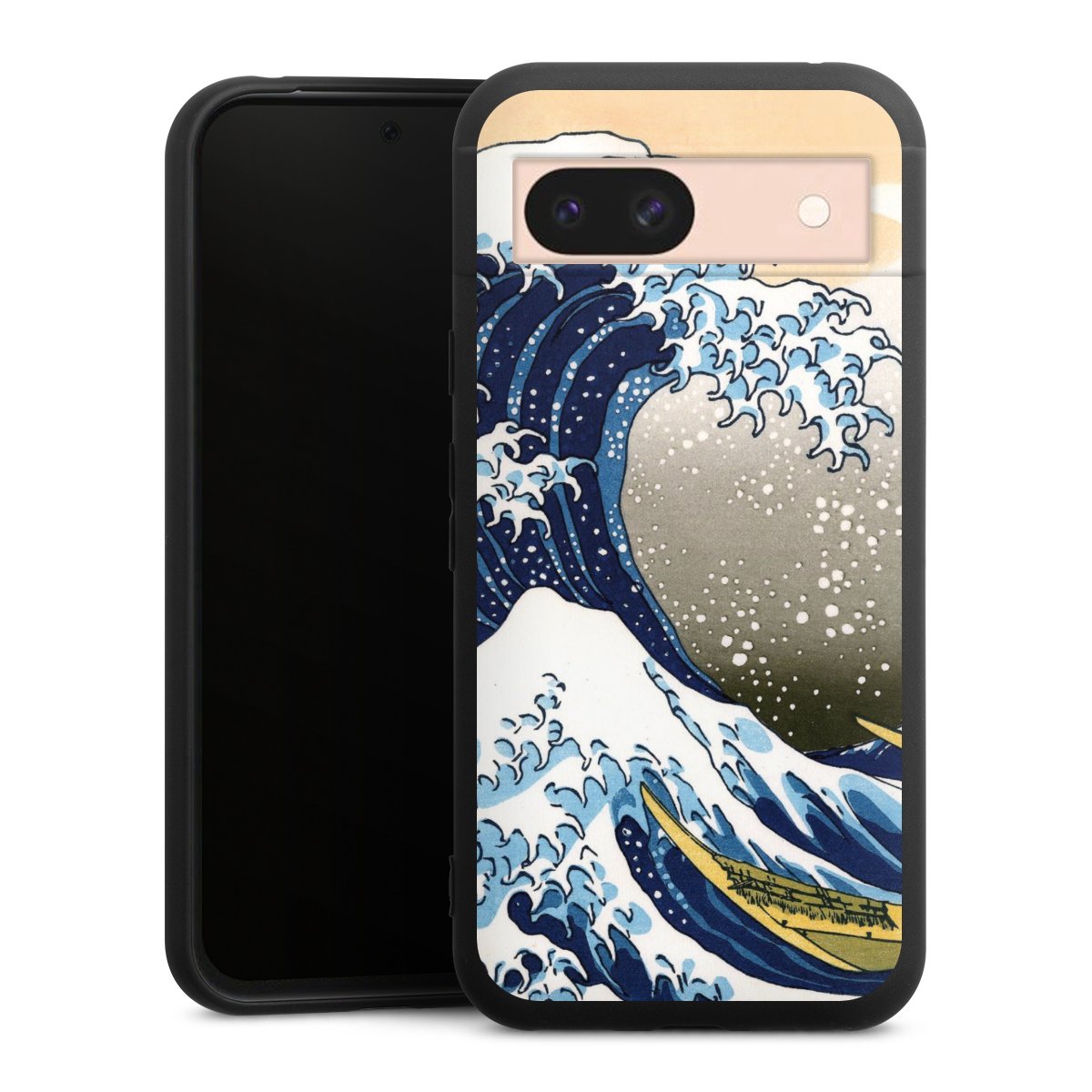 Google Pixel 8a Handy Premium Silikon Hülle Handyhülle schwarz Case Kunst Katsushika Hokusai Die Große Welle Vor Kanagawa Silikon Premium Case