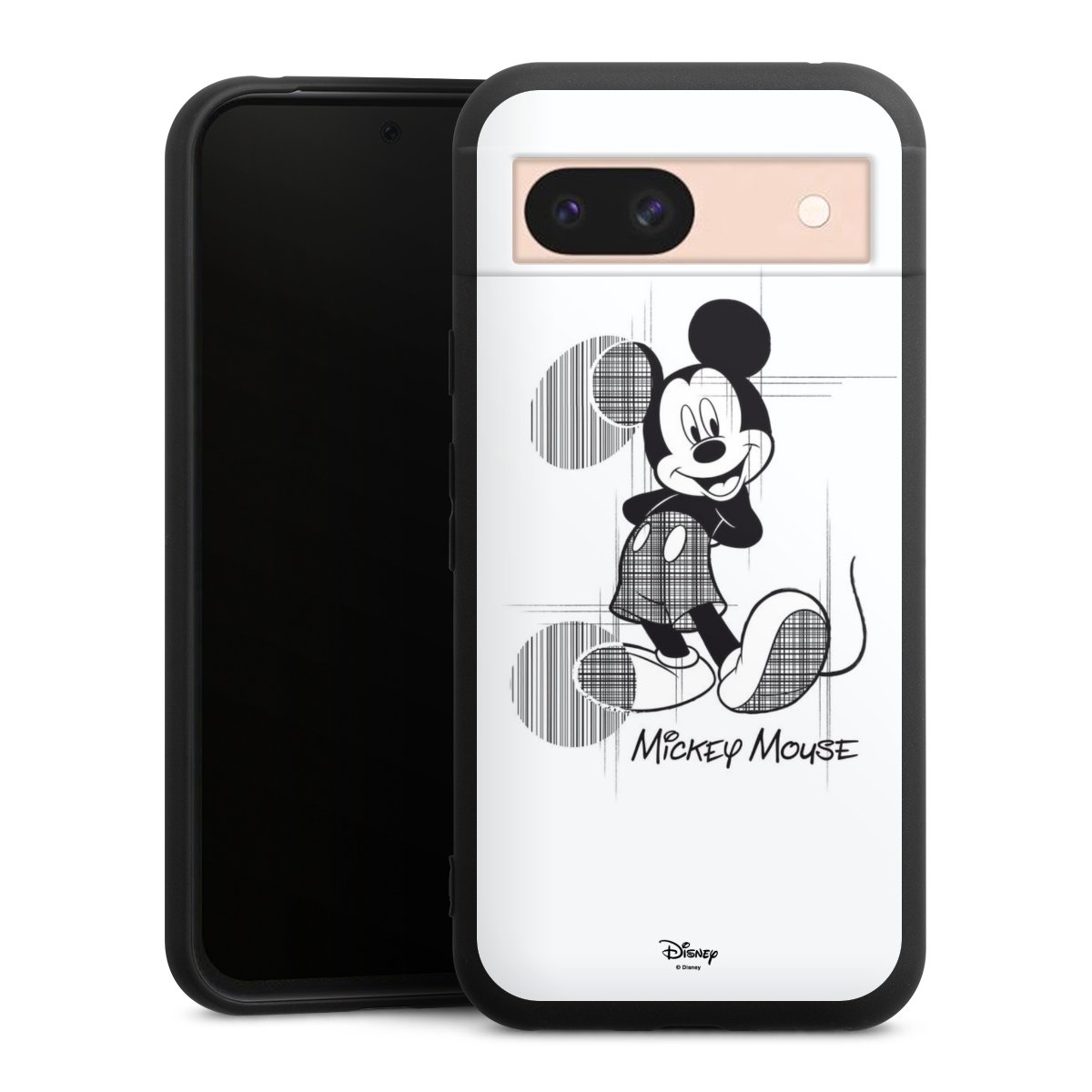 Google Pixel 8a Handy Premium Silikon Hülle Handyhülle schwarz Case Disney Official Licensed Product Mickey Mouse Silikon Premium Case