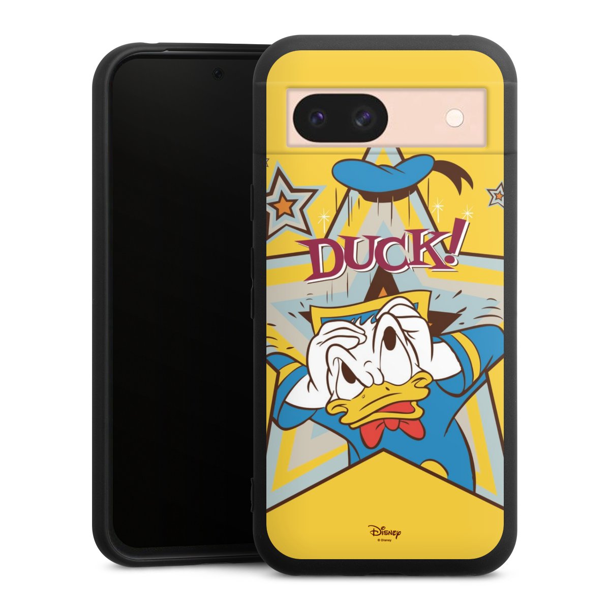 Google Pixel 8a Handy Premium Silikon Hülle Handyhülle schwarz Case Official Licensed Product Donald Duck Disney Silikon Premium Case