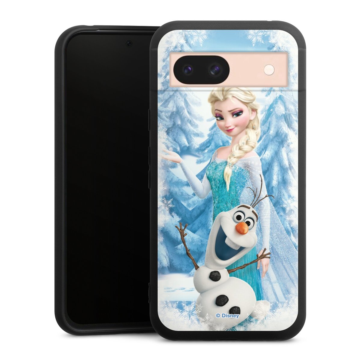 Google Pixel 8a Handy Premium Silikon Hülle Handyhülle schwarz Case Official Licensed Product Frozen Elsa Disney Silikon Premium Case