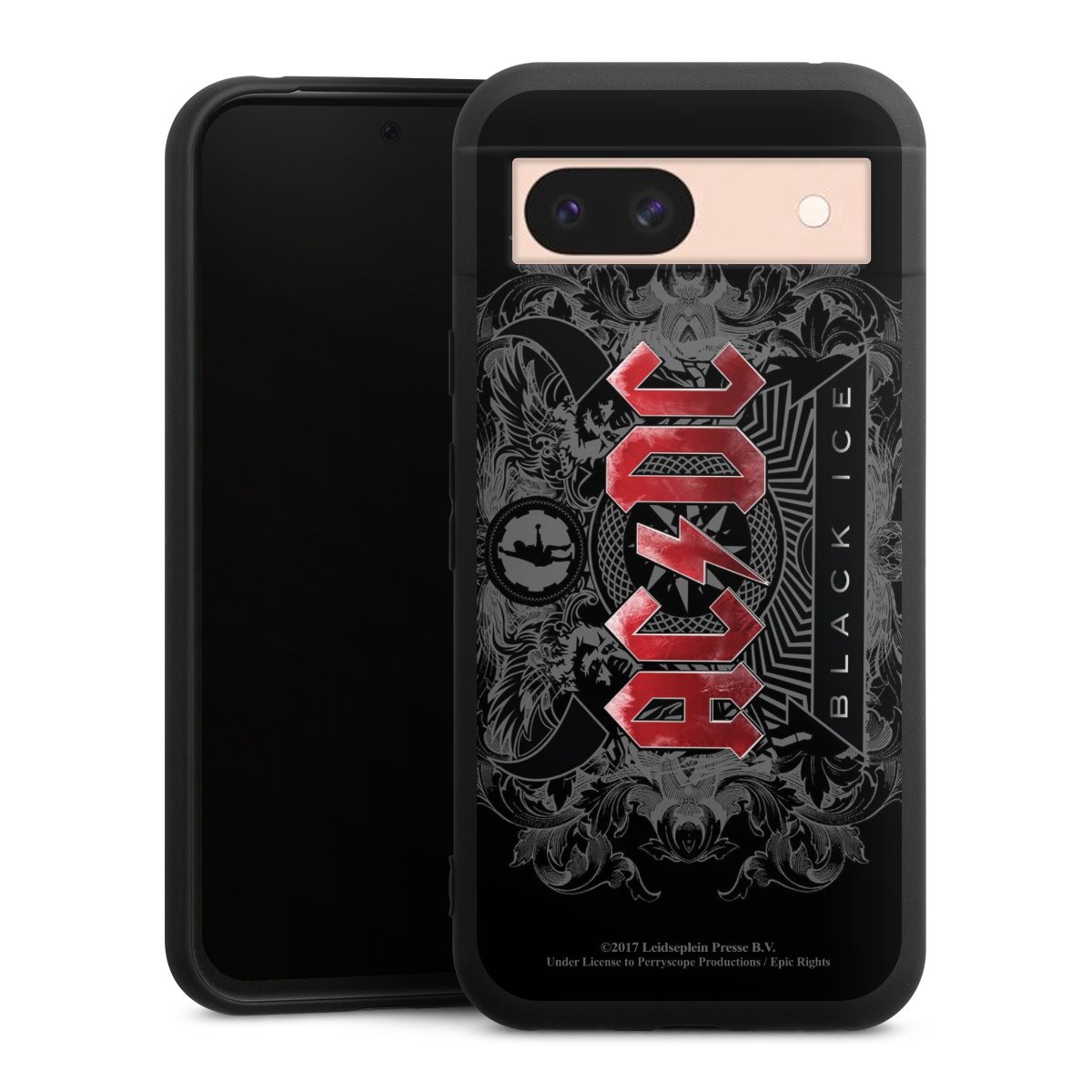 Google Pixel 8a Handy Premium Silikon Hülle Handyhülle schwarz Case Merchandise Black Ice Acdc Silikon Premium Case