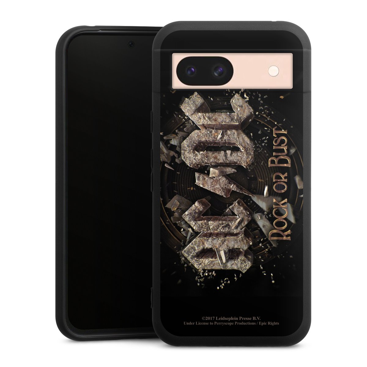 Google Pixel 8a Handy Premium Silikon Hülle Handyhülle schwarz Case Acdc Official Licensed Product Rock Or Bust Silikon Premium Case