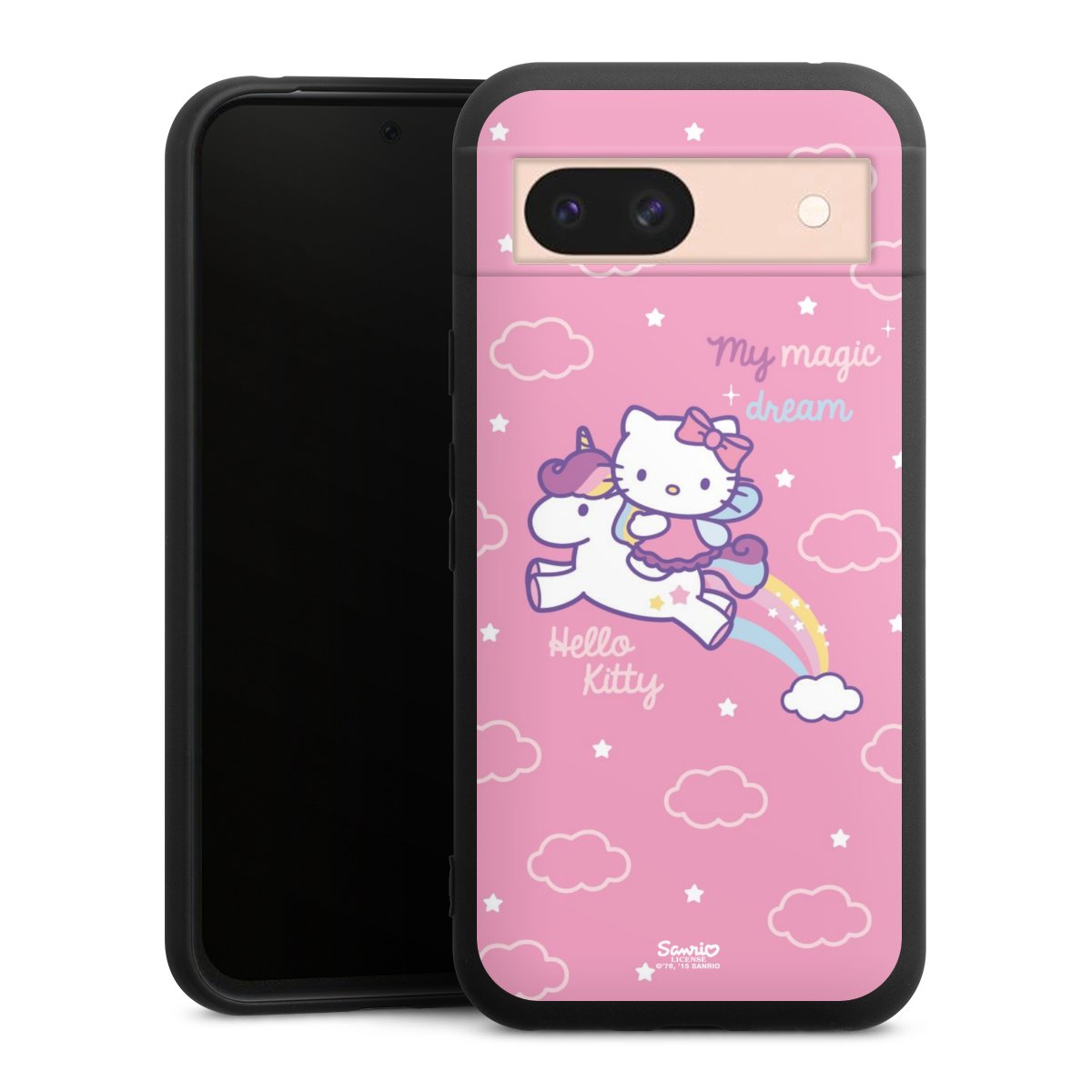 Google Pixel 8a Handy Premium Silikon Hülle Handyhülle schwarz Case Einhorn Official Licensed Product Hello Kitty Silikon Premium Case