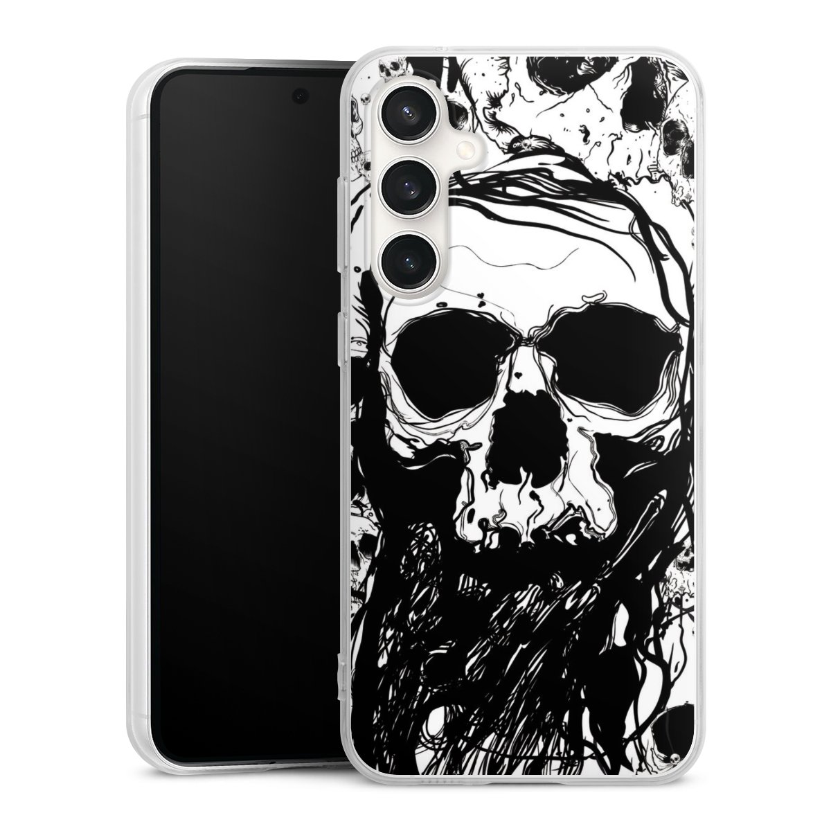 Galaxy S23 FE Handy Silikon Hülle Case transparent Handyhülle Totenkopf Halloween Silikon Case