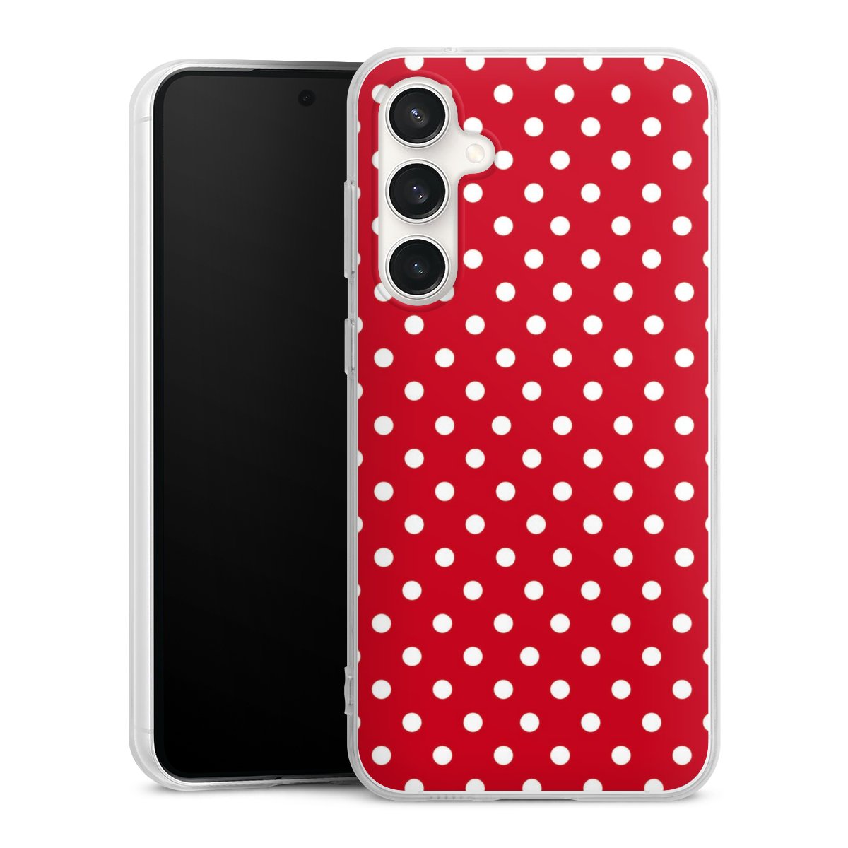 Galaxy S23 FE Handy Silikon Hülle Case transparent Handyhülle Points Polka Dots Retro Silikon Case