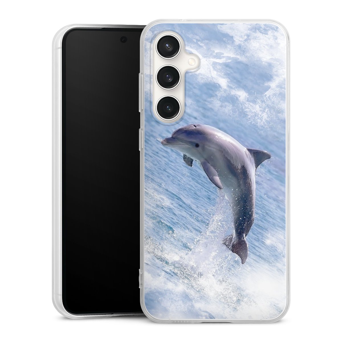 Galaxy S23 FE Handy Silikon Hülle Case transparent Handyhülle Dolphin Ocean Wale Silikon Case