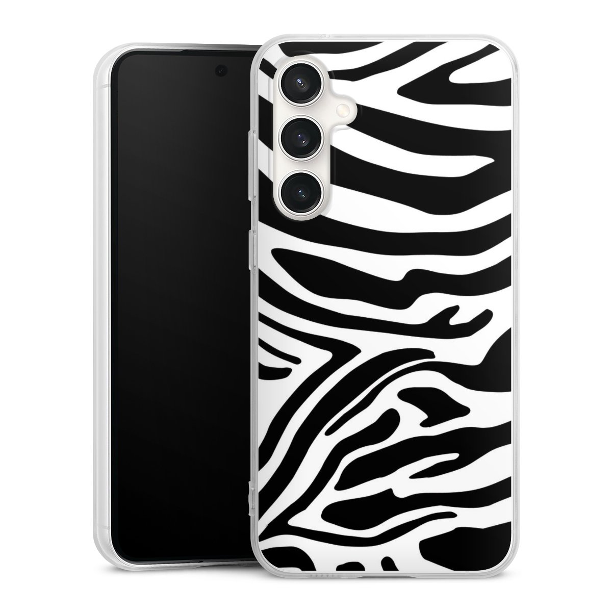 Galaxy S23 FE Handy Silikon Hülle Case transparent Handyhülle Zebra Animal Look Animal Print Silikon Case