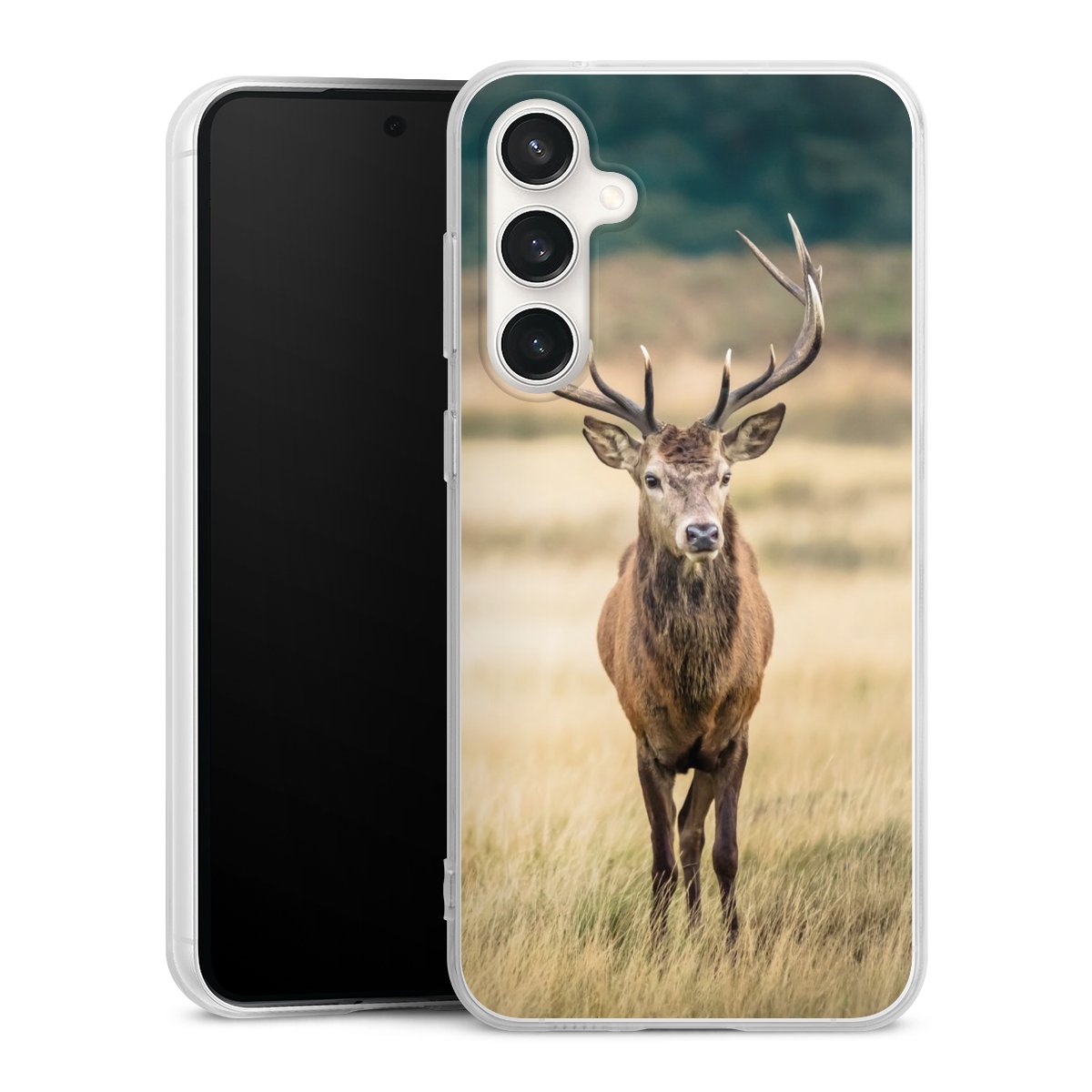 Galaxy S23 FE Handy Silikon Hülle Case transparent Handyhülle Deer Meadow Forrest Silikon Case