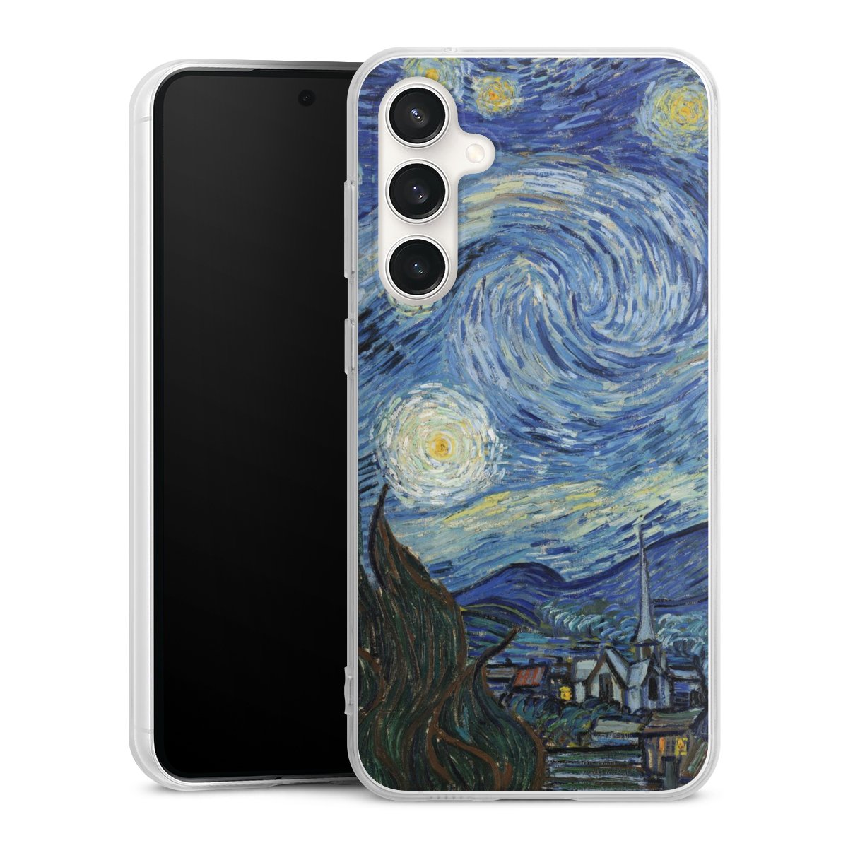 Galaxy S23 FE Handy Silikon Hülle Case transparent Handyhülle The Starry Night Kunst Vincent Van Gogh Silikon Case