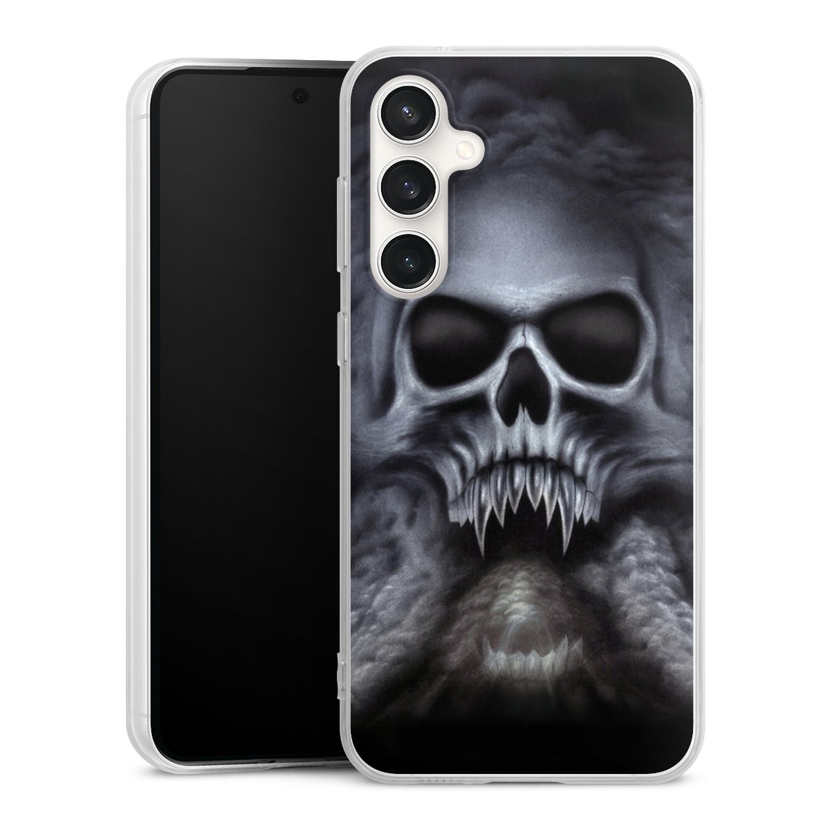 Galaxy S23 FE Handy Silikon Hülle Case transparent Handyhülle Totenkopf Skull Silikon Case