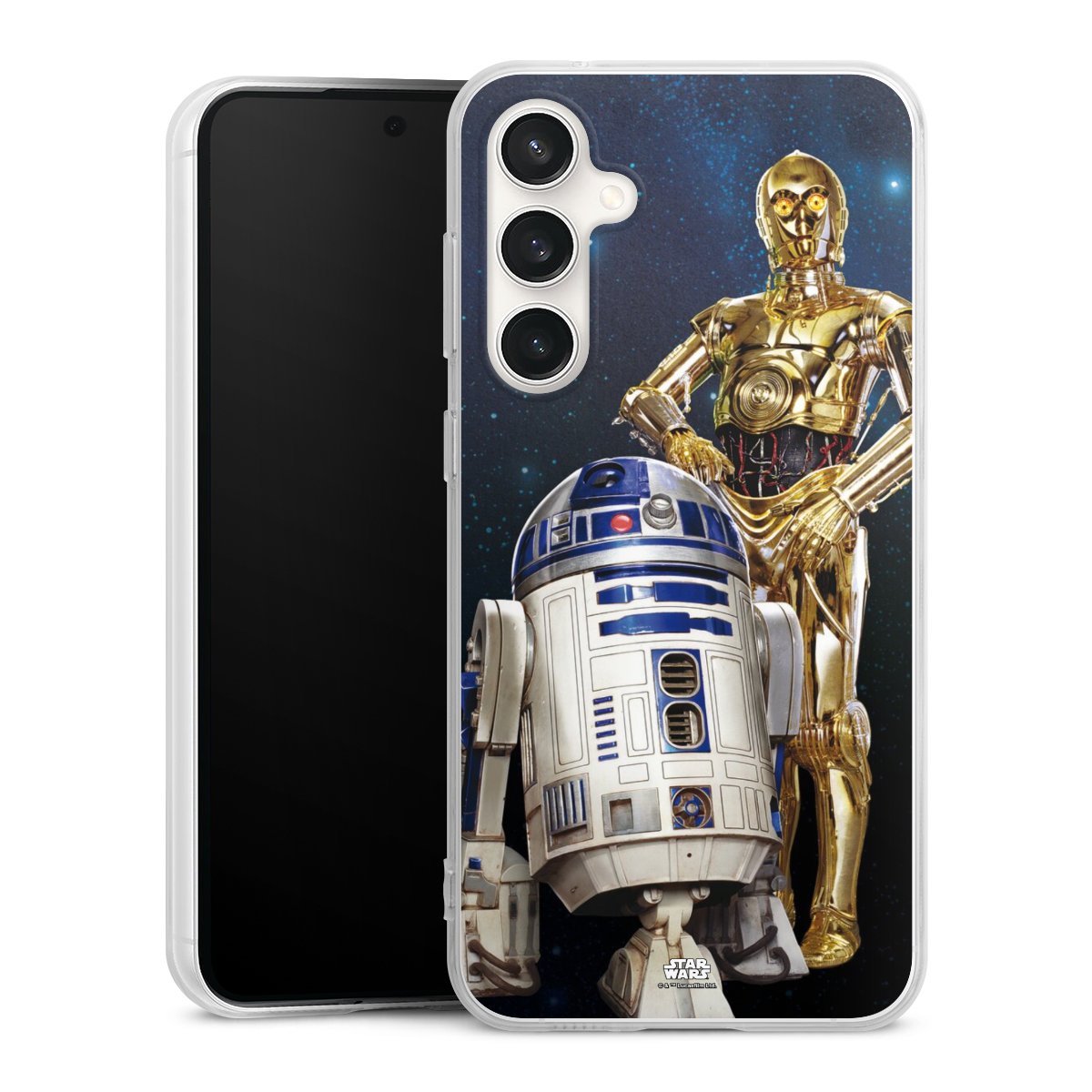 Galaxy S23 FE Handy Silikon Hülle Case transparent Handyhülle Weltall Star Wars R2d2 Silikon Case