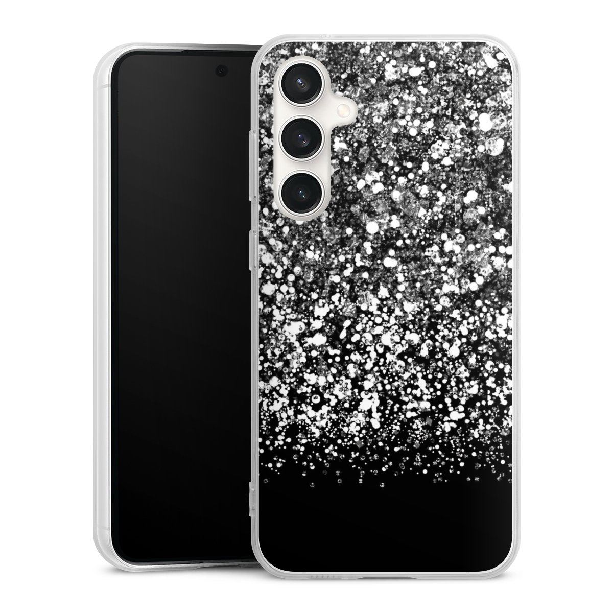 Galaxy S23 FE Handy Silikon Hülle Case transparent Handyhülle Glitzer Snowflake Muster Silikon Case