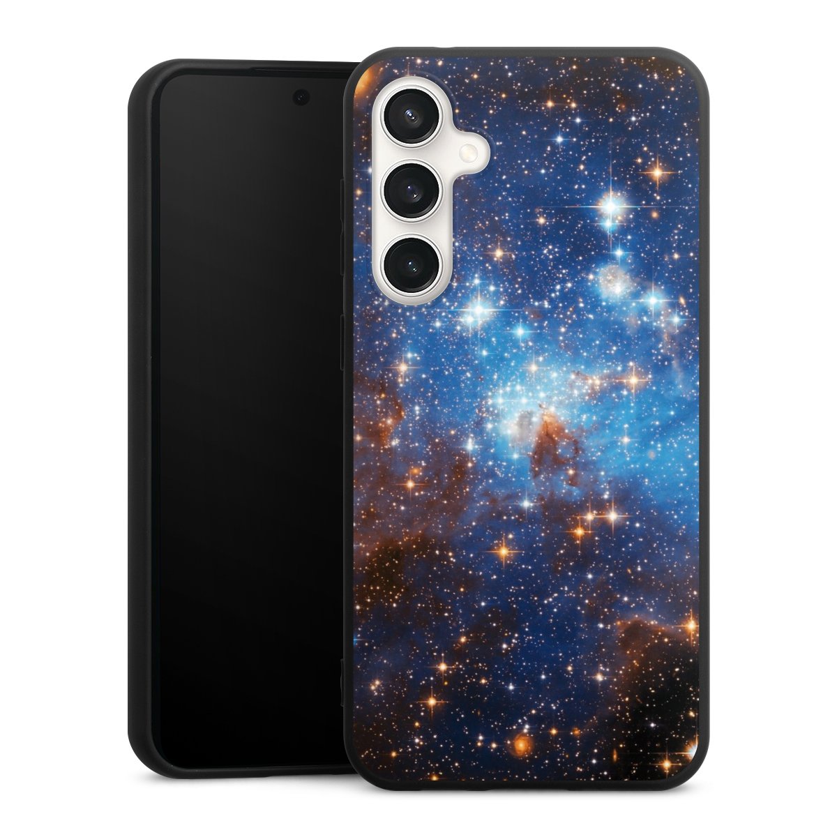 Galaxy S23 FE Handy Premium Silikon Hülle Handyhülle schwarz Case Star Weltall Galaxy Silikon Premium Case