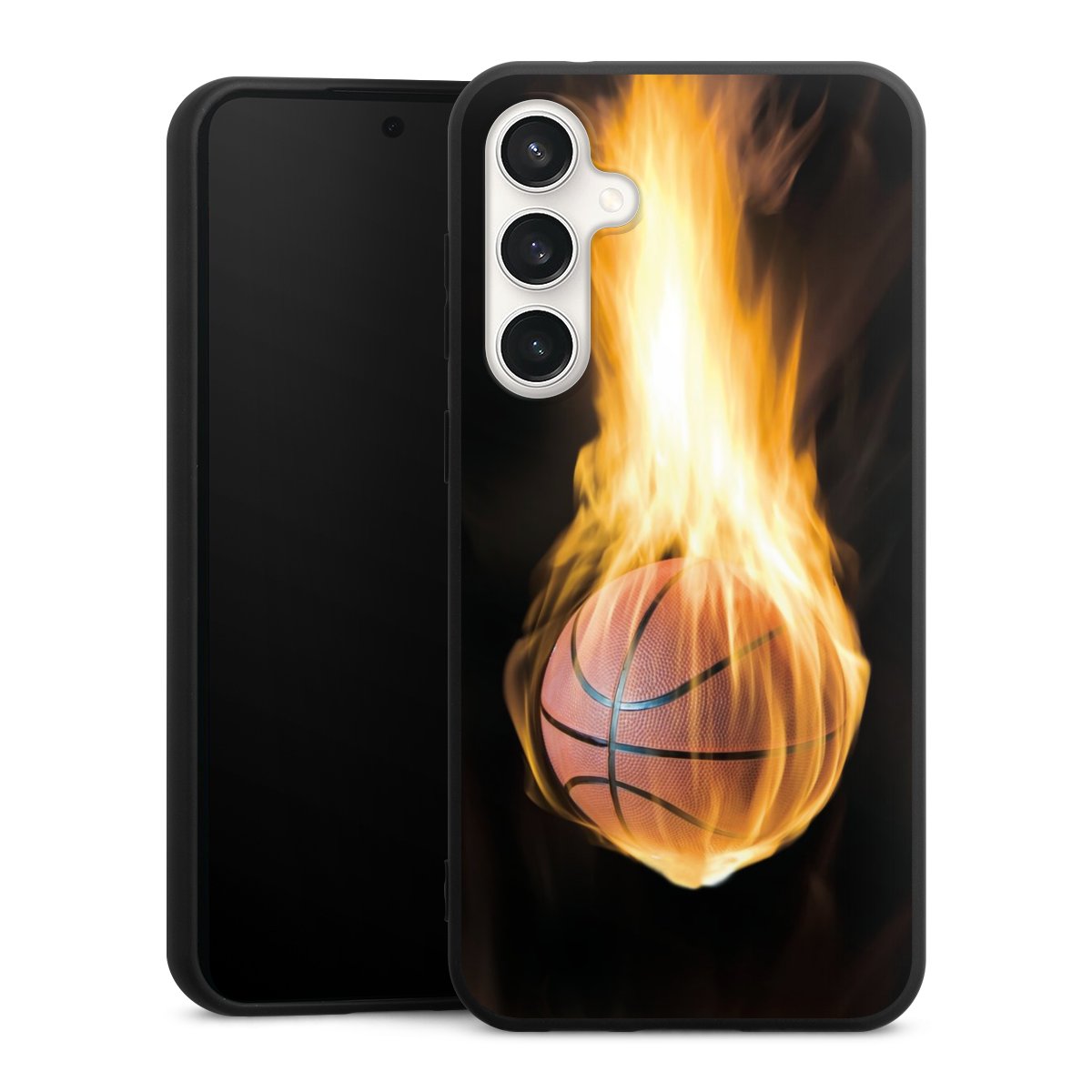 Galaxy S23 FE Handy Premium Silikon Hülle Handyhülle schwarz Case Basketball Sports Fire Silikon Premium Case