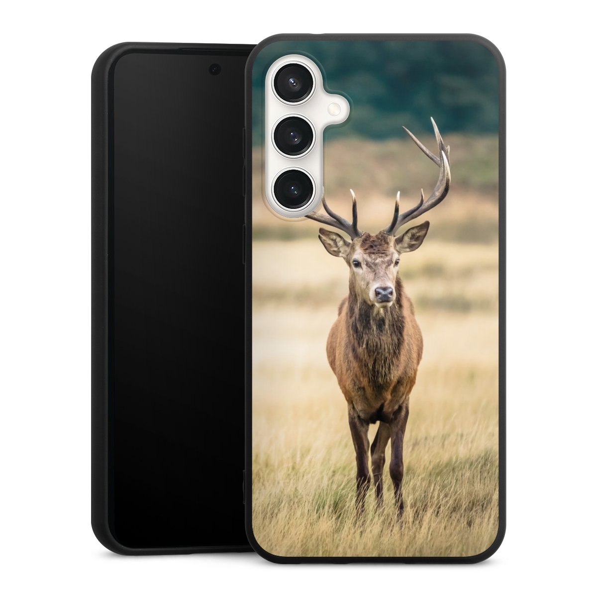 Galaxy S23 FE Handy Premium Silikon Hülle Handyhülle schwarz Case Deer Meadow Forrest Silikon Premium Case