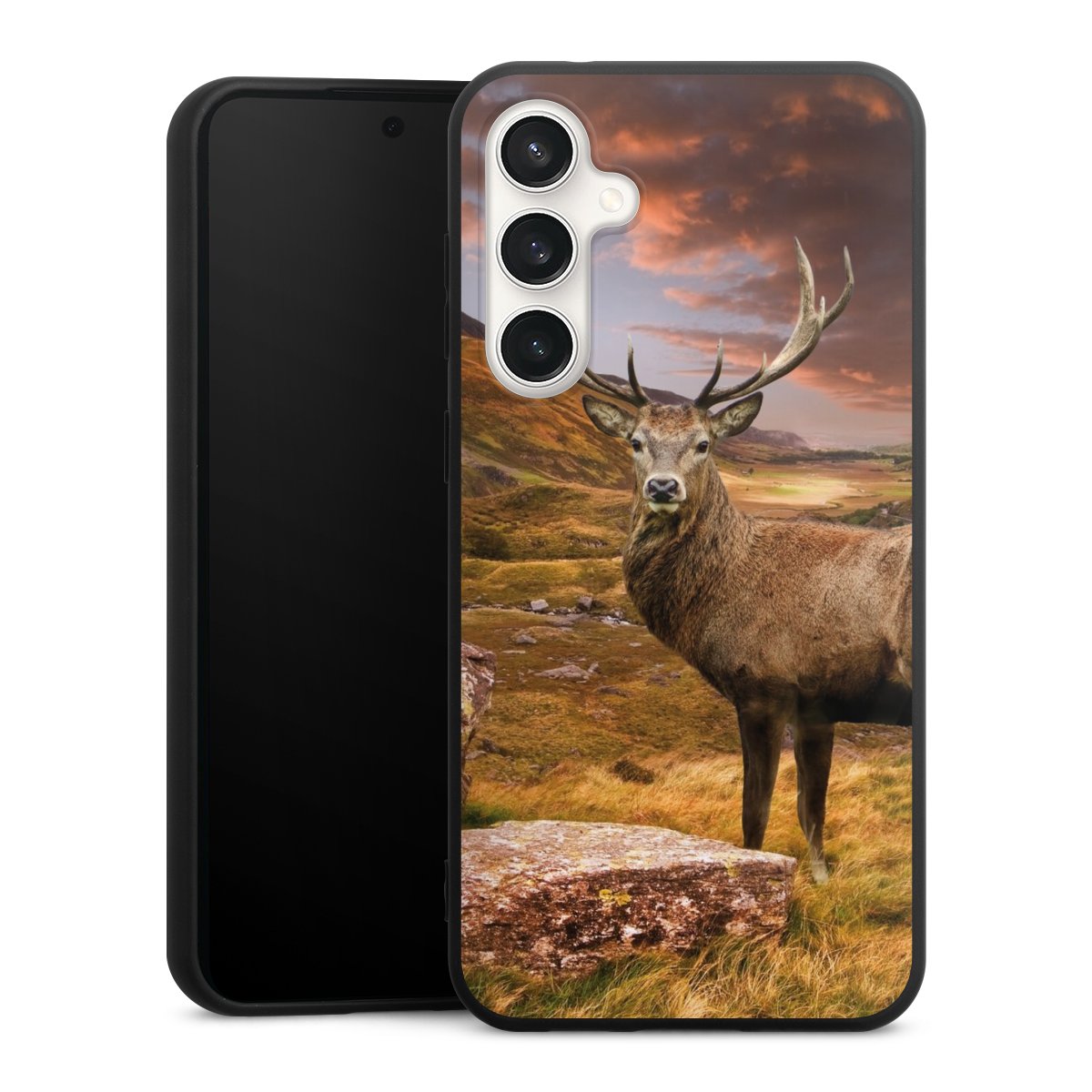 Galaxy S23 FE Handy Premium Silikon Hülle Handyhülle schwarz Case Meadow Mountain Deer Silikon Premium Case